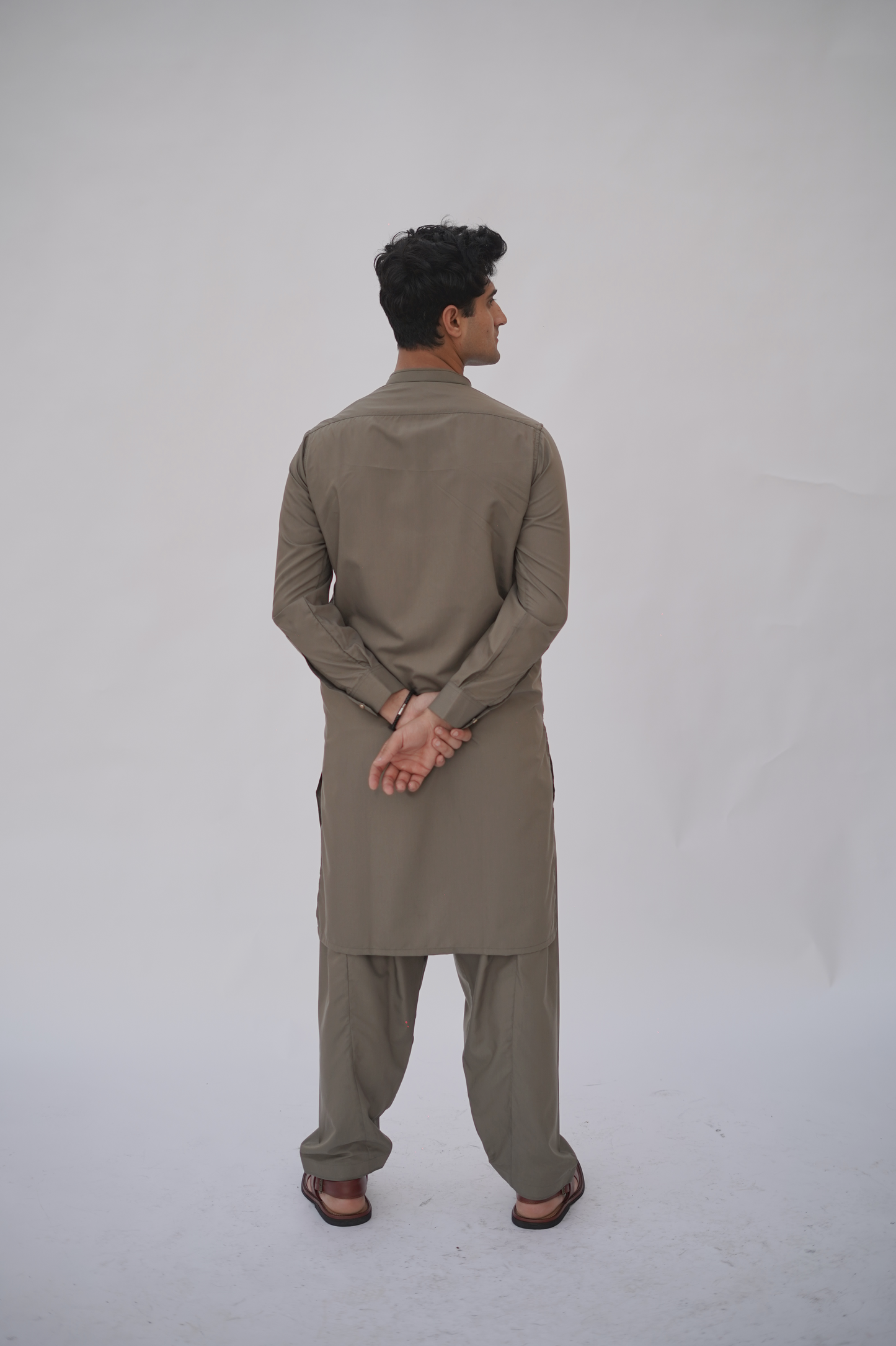Brown Premium Quality Ash Olive Kurta Shalwar