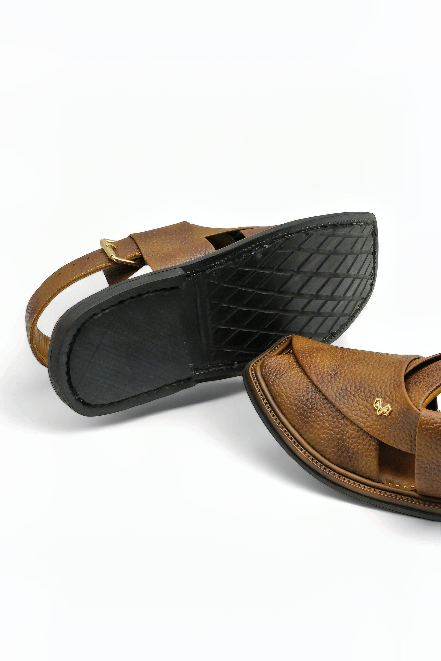 Luxuy Traditional Dauble Shade Brown Granular Peshawari Chappal