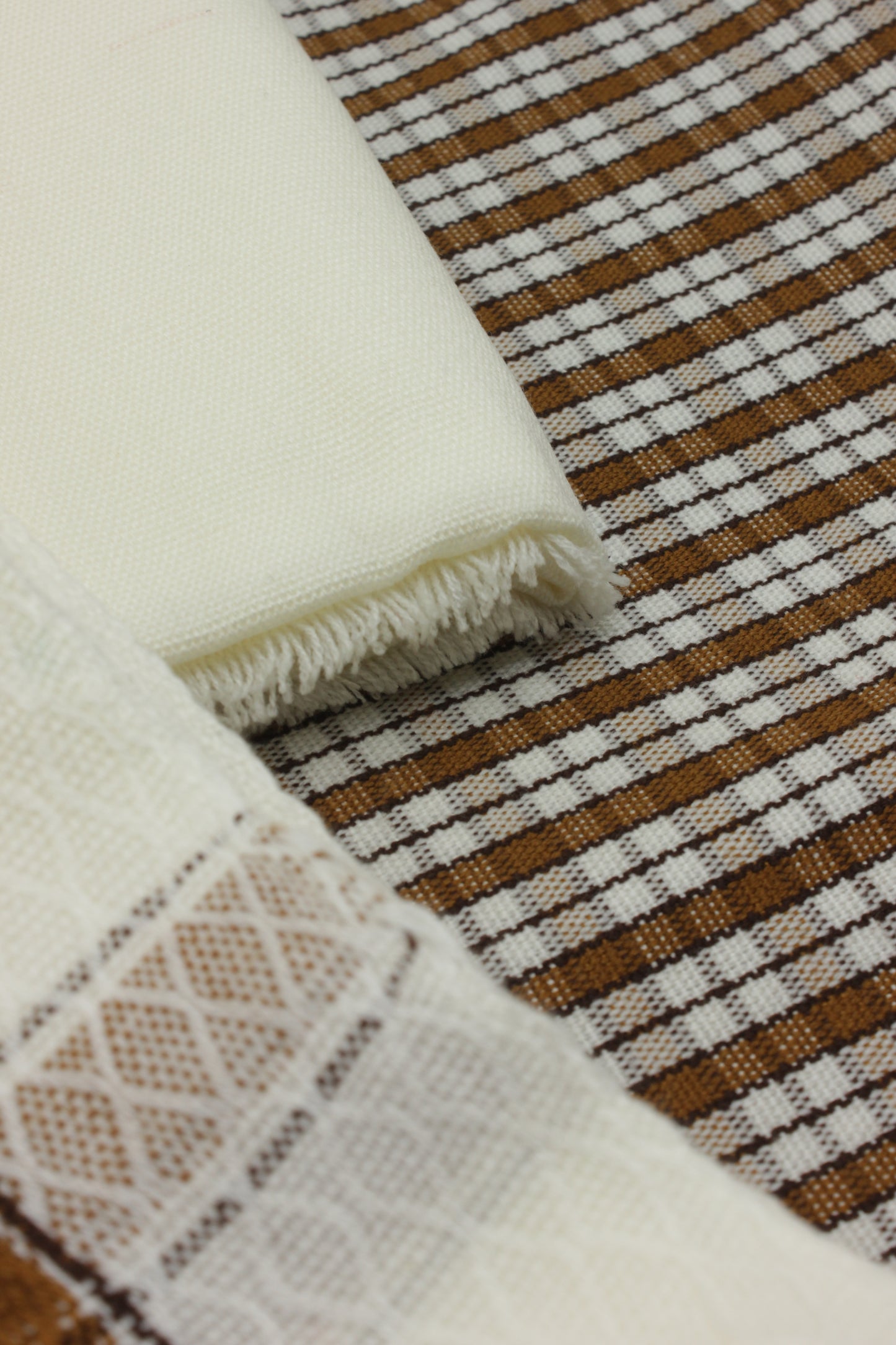 PREMIUM QUALITY OFF WHITE WITH BROWN BORDER PURE WOOLEN SUIT FOR WOMEN