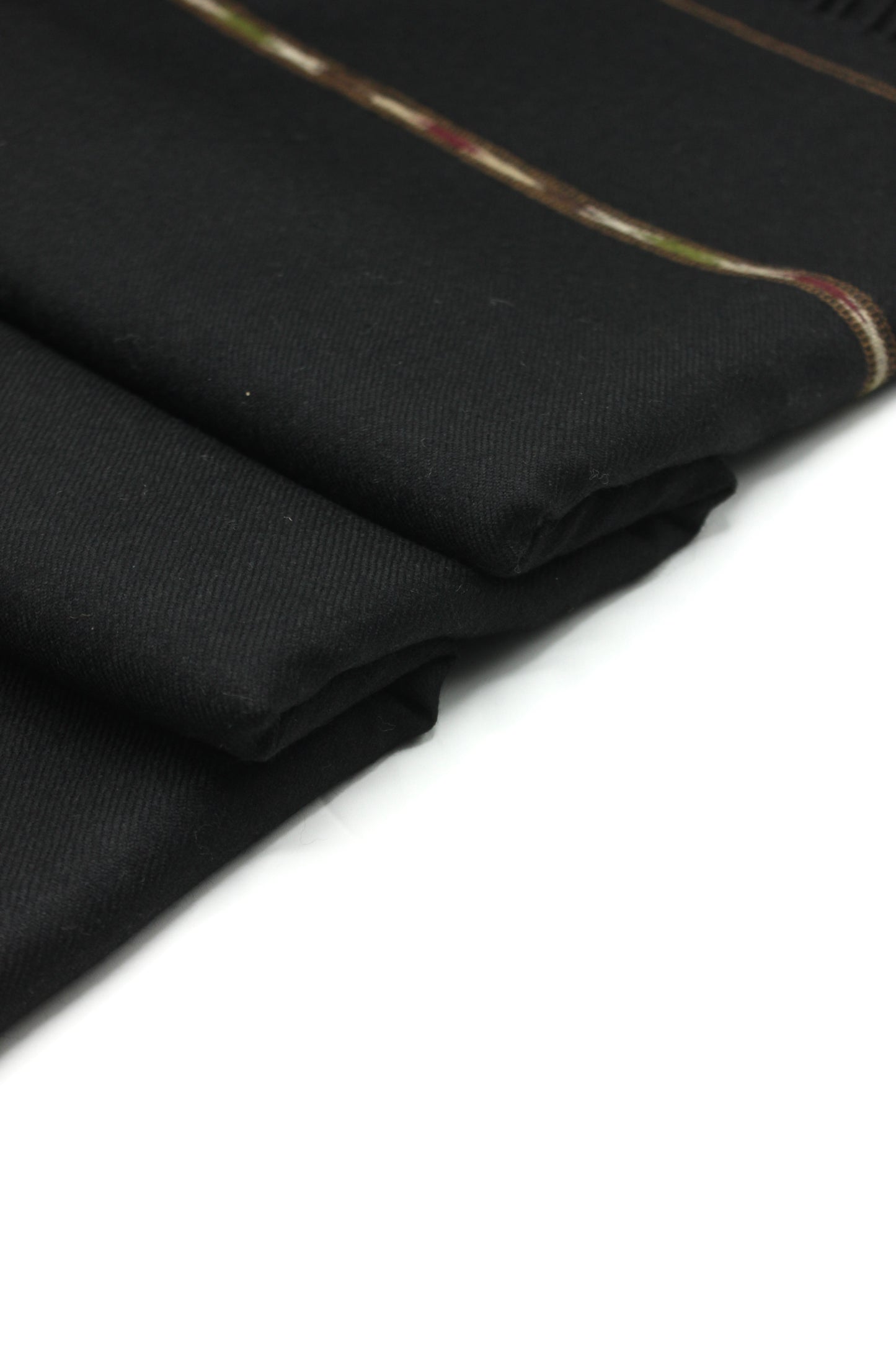 Premium Quality Double Fiber Black striped Pure Woolen Shawl