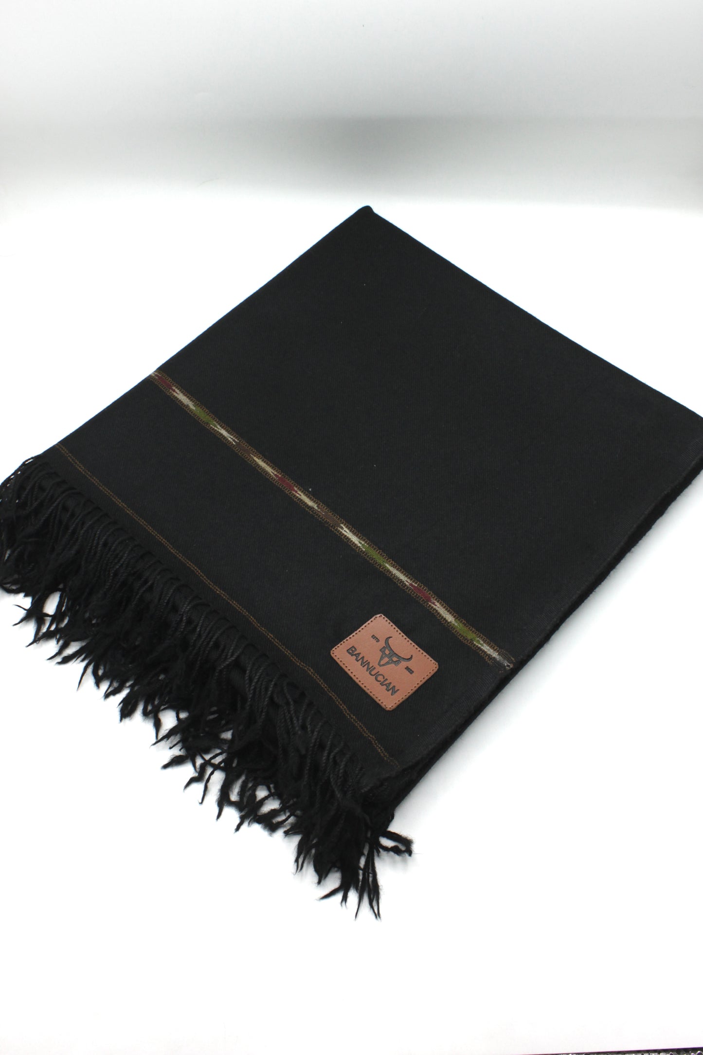 Premium Quality Double Fiber Black striped Pure Woolen Shawl