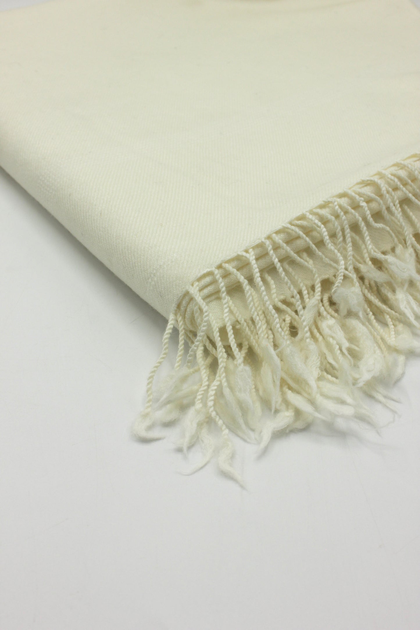 Premium Quality Plain Double Fiber Off White Pure Woolen Shawl
