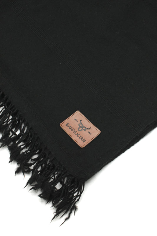 Premium Quality Plain Double-Fiber Black Pure Woolen Shawl