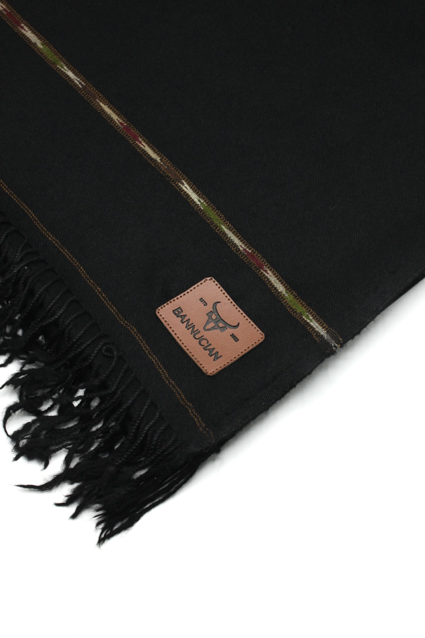 Premium Quality Double Fiber Black striped Pure Woolen Shawl