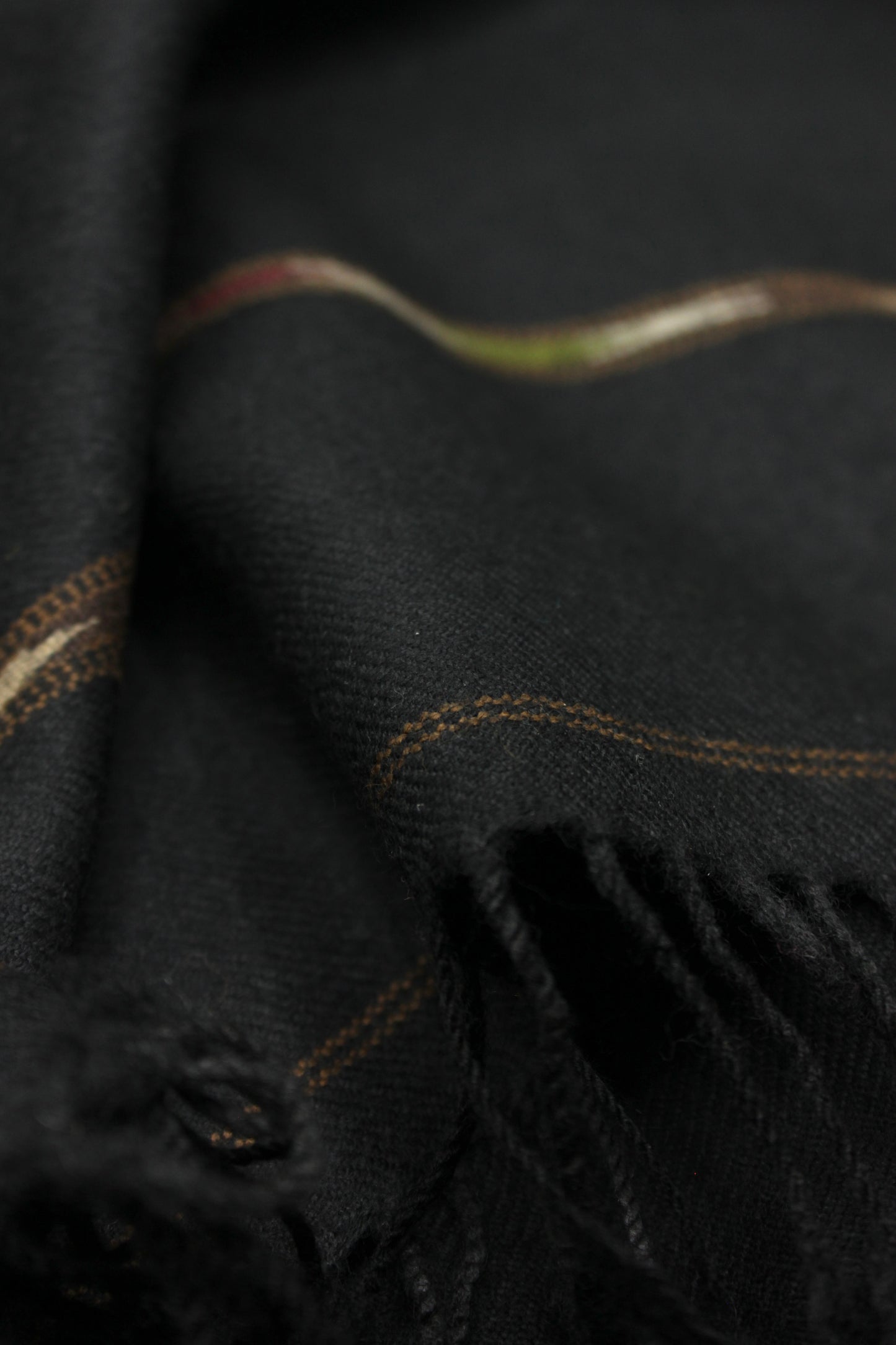 Premium Quality Double Fiber Black striped Pure Woolen Shawl