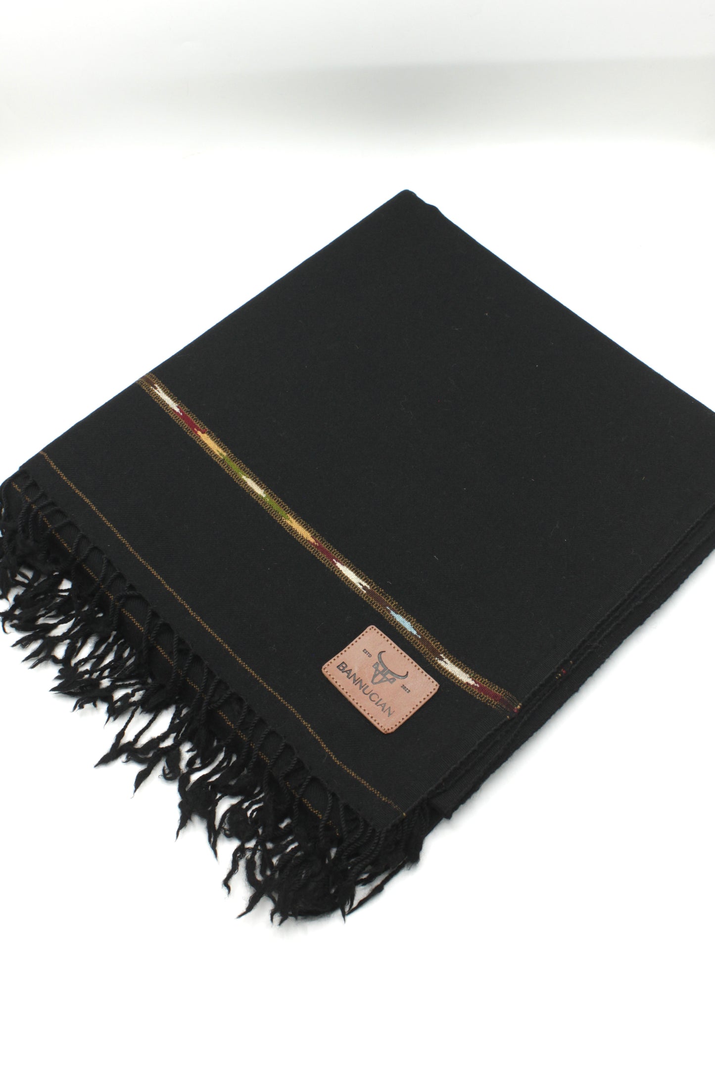 Premium Quality Striped Jet Black Pure Woolen Shawl