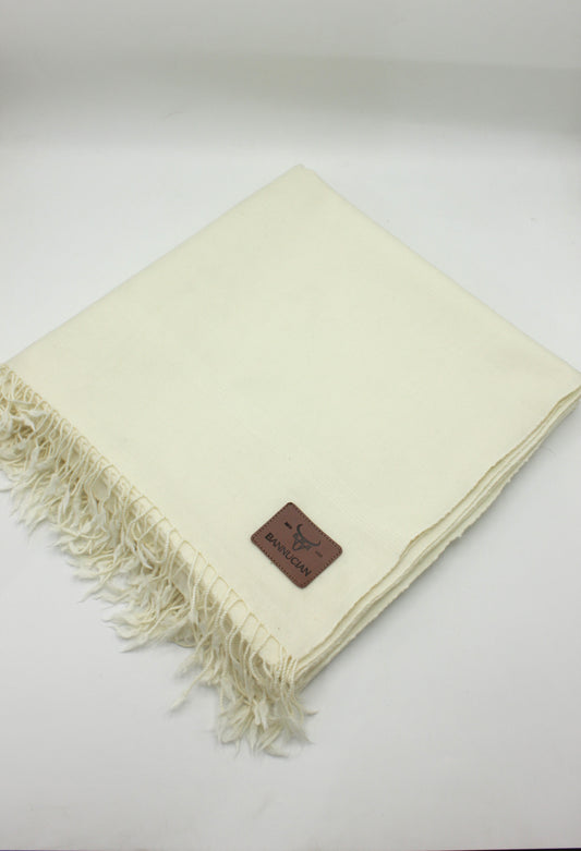 Premium Quality Plain Double Fiber Off White Pure Woolen Shawl