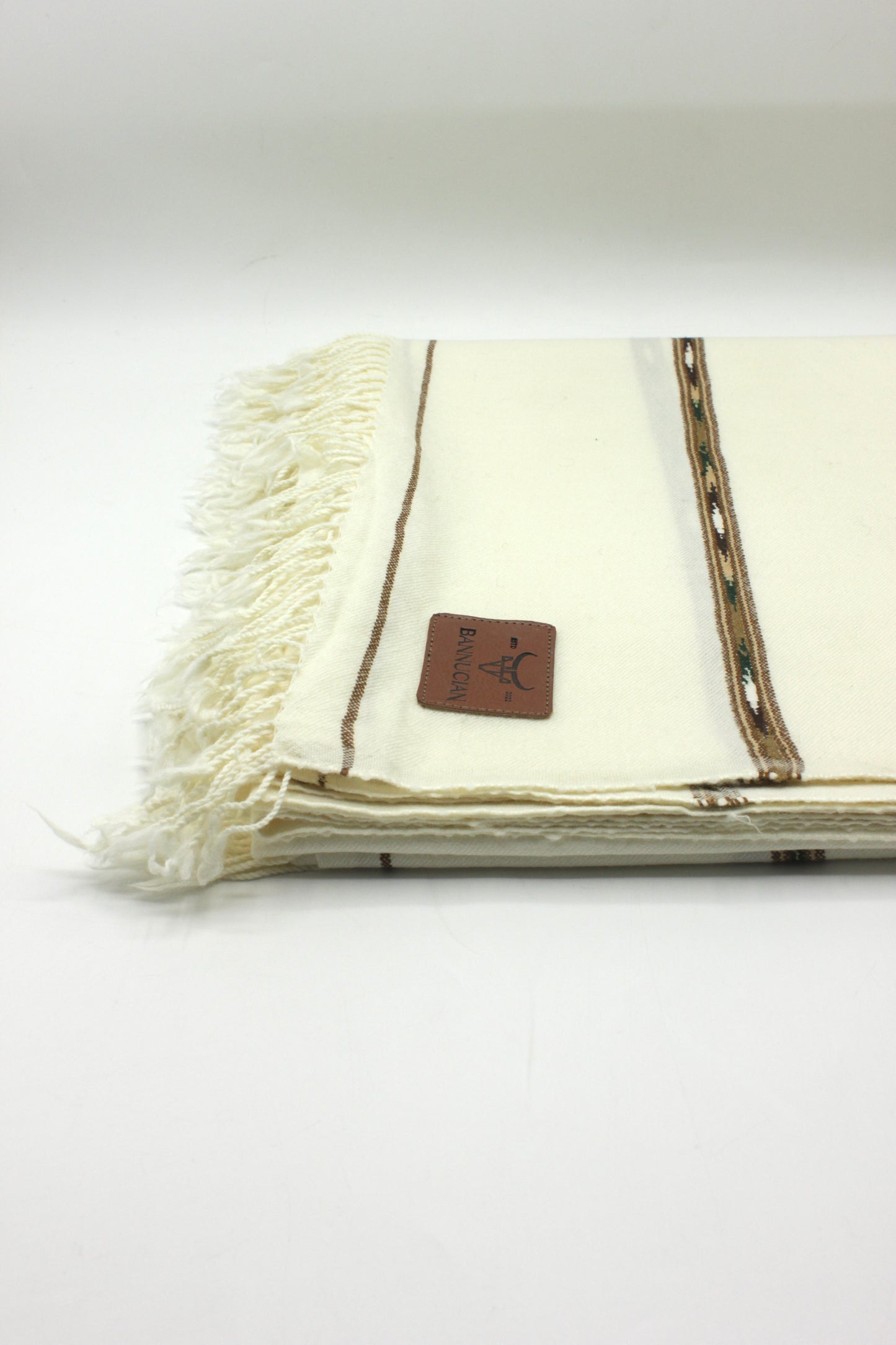 Premium Quality Blue Striped Off White Pure Woolen Shawl