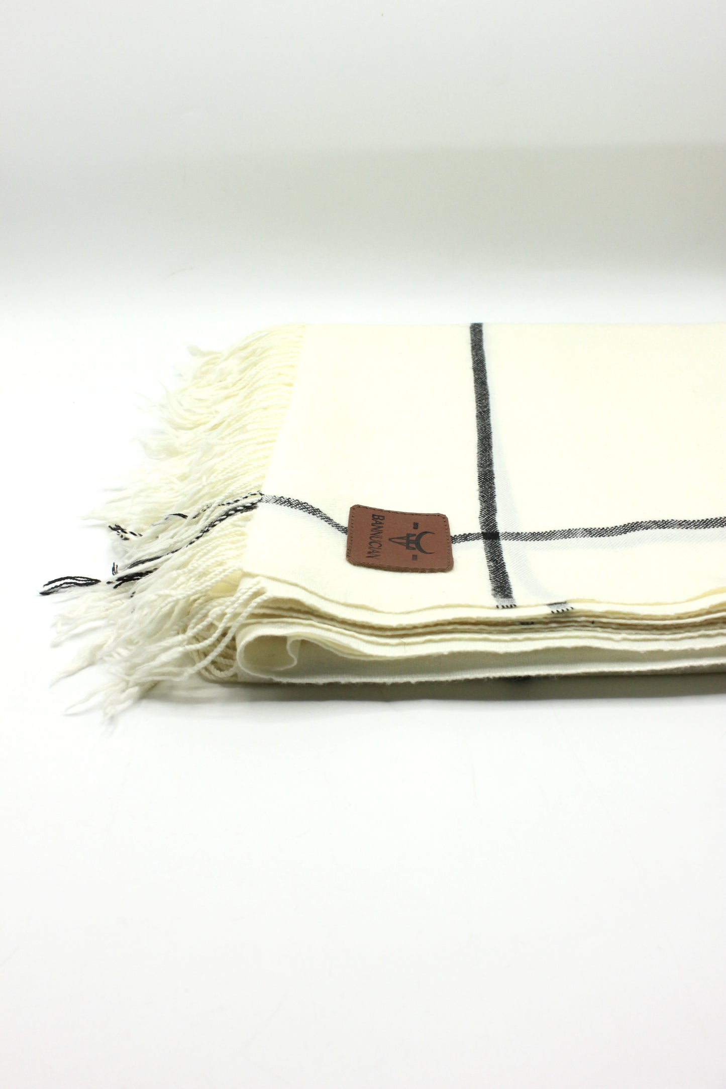 Premium Quality Off White Black Border Pure Woolen Shawl