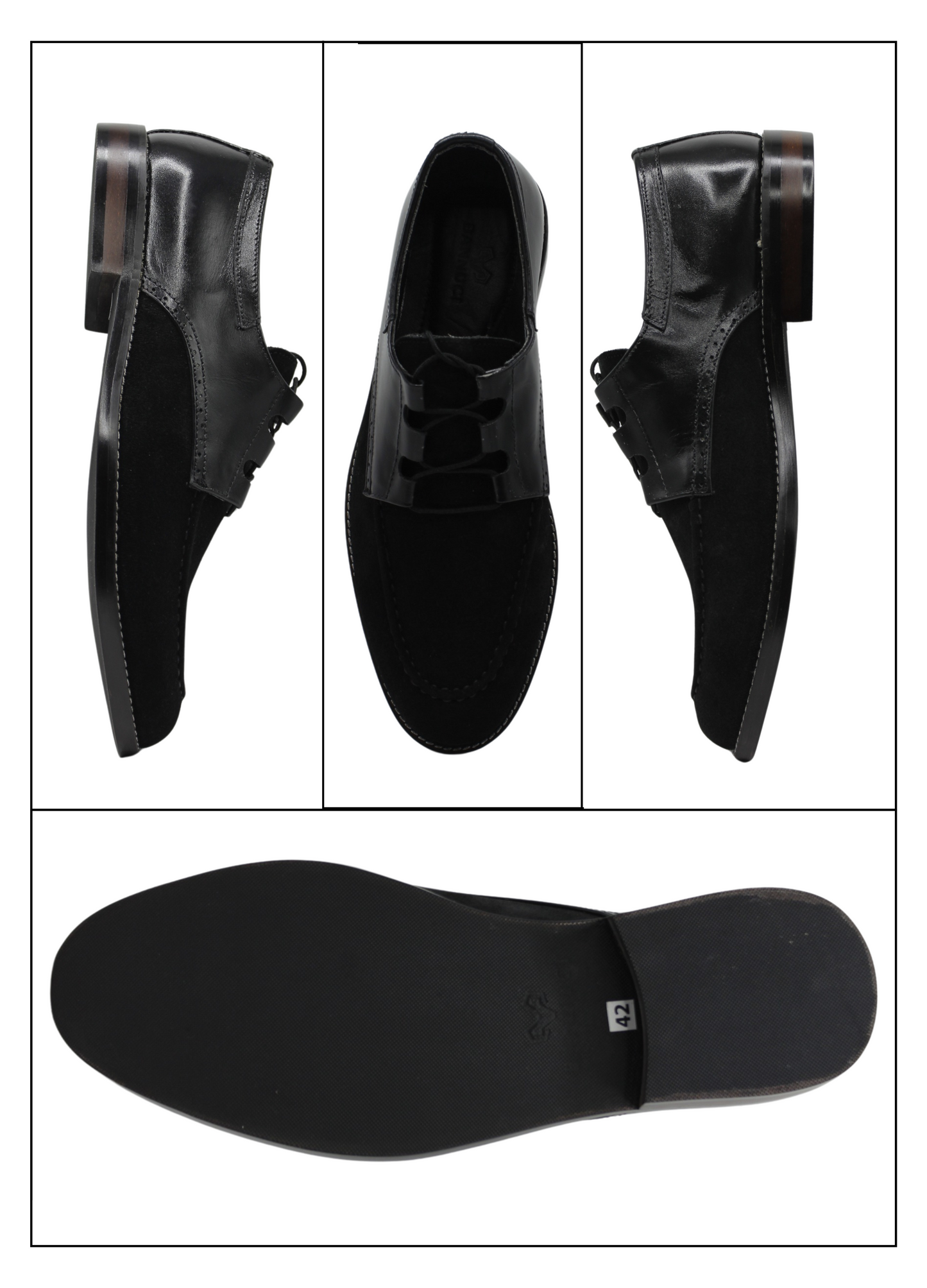 Luxury  Suede Derby Black Handmade Shoes