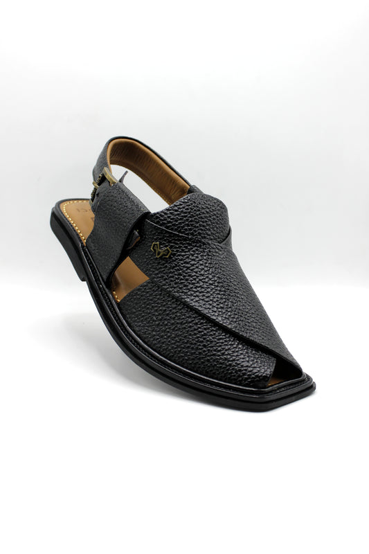 Luxuy Traditional Black Granular  Peshawari Chappal