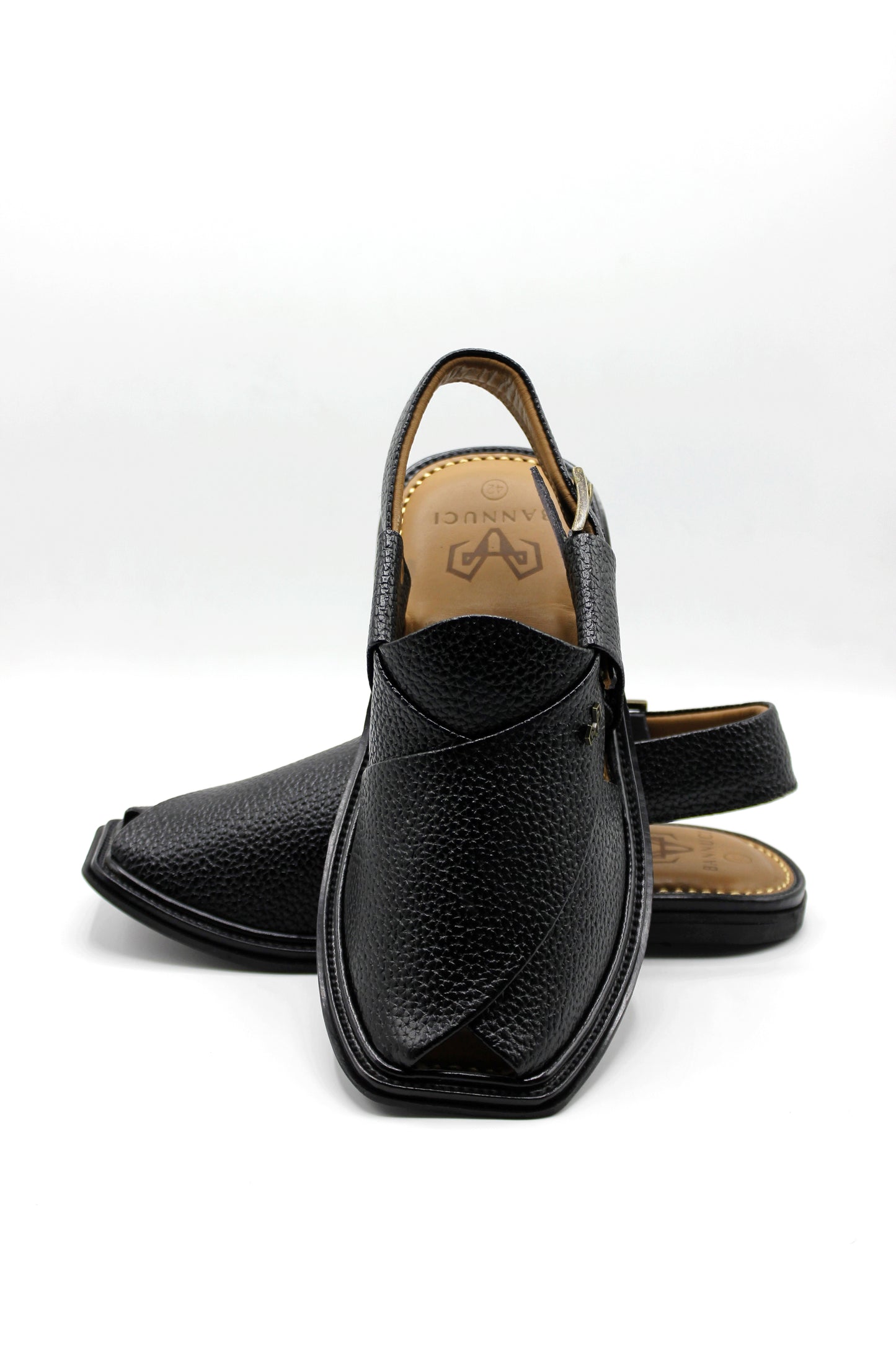 Luxuy Traditional Black Granular  Peshawari Chappal