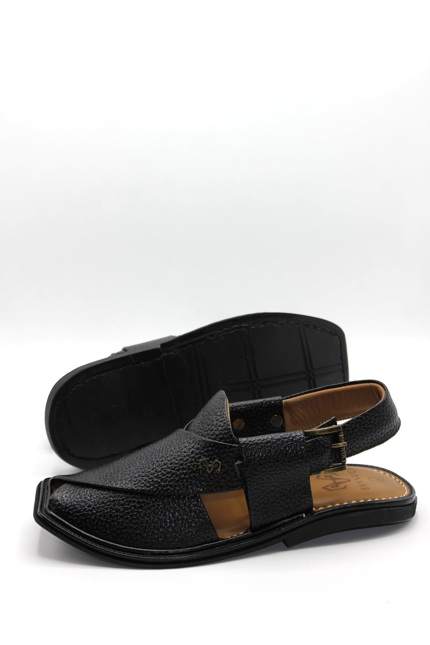 Luxuy Traditional Black Granular  Peshawari Chappal