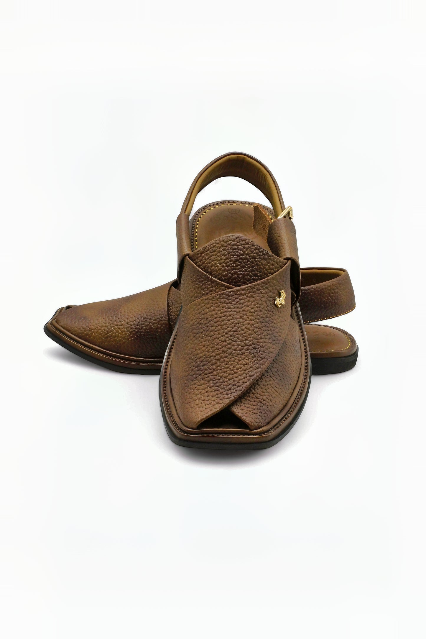 Luxuy Traditional Dauble Shade Brown Granular  Peshawari Chappal