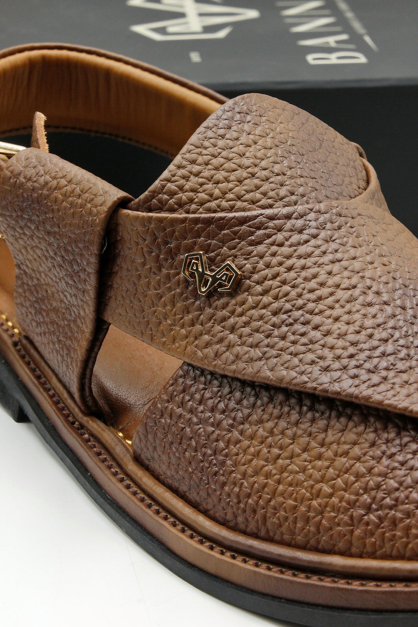 Luxuy Traditional Dauble Shade Brown Granular  Peshawari Chappal