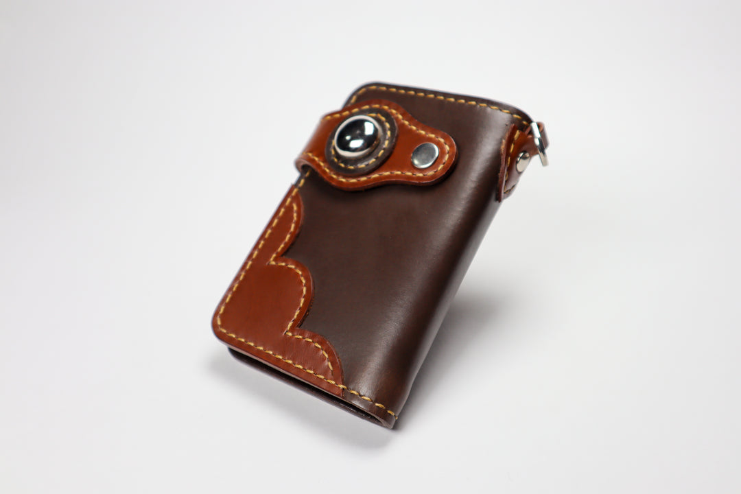 PREMIUM LEATHER HAND-MADE CHOCOLATE AND TAN BROWN LONG WALLET BY BANNUCI