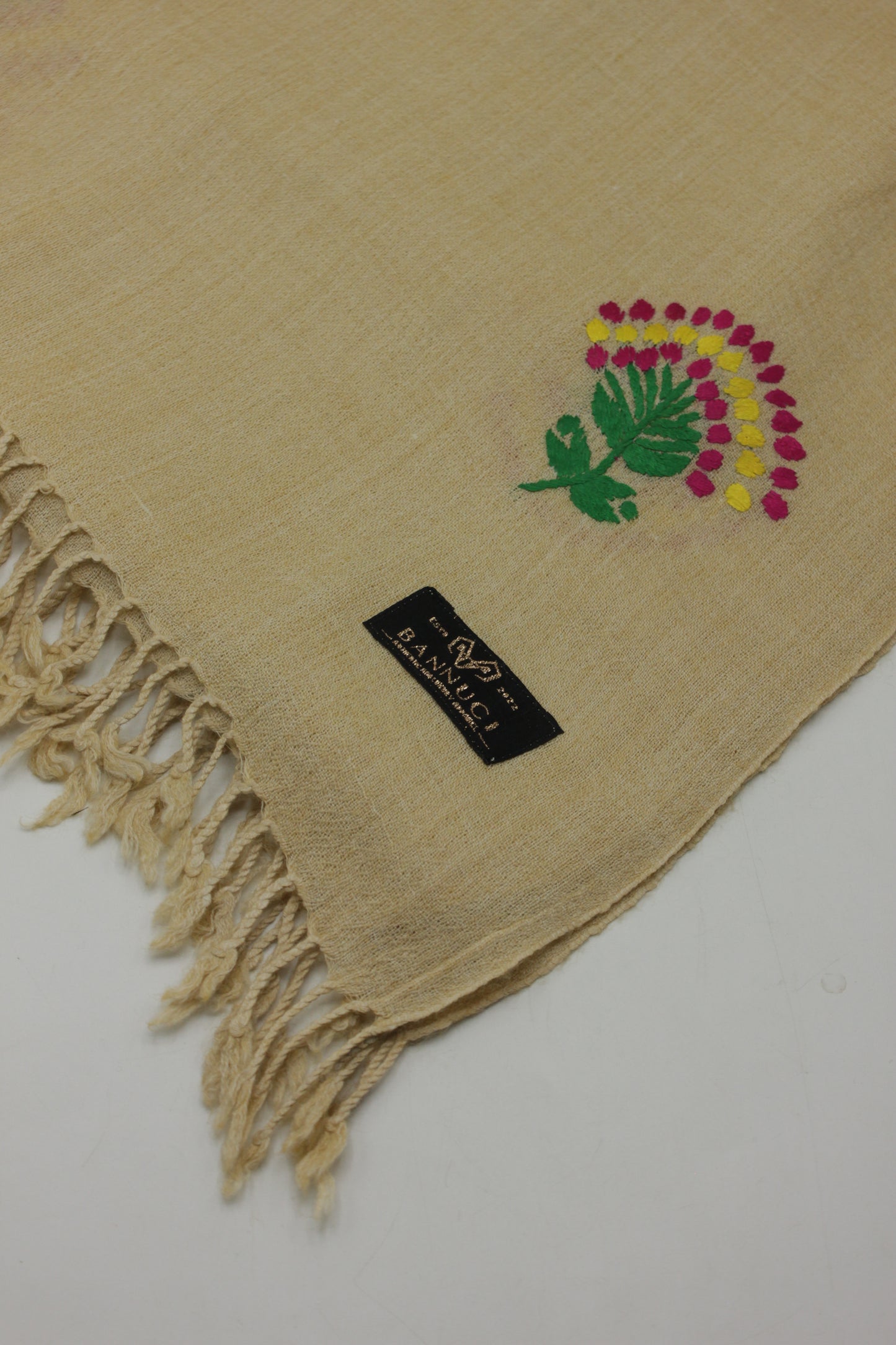 PREMIUM QUALITY BEIGE EMBROIDERED WOOLEN SHAWL FOR WOMEN
