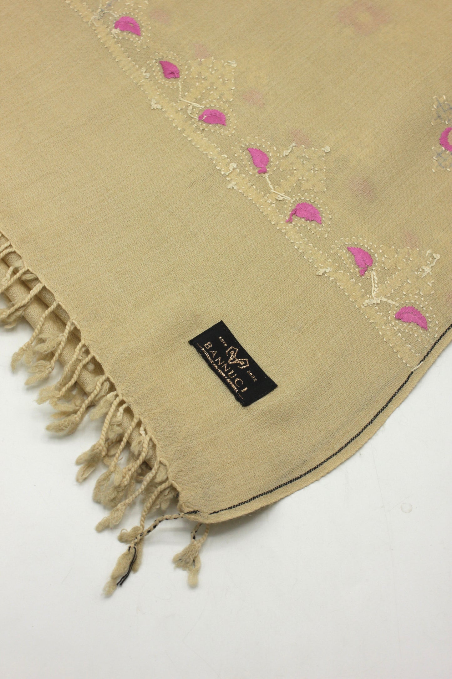 PREMIUM QUALITY BEIGE   HAND EMBROIDERY WOOLEN SHAWL FOR WOMEN