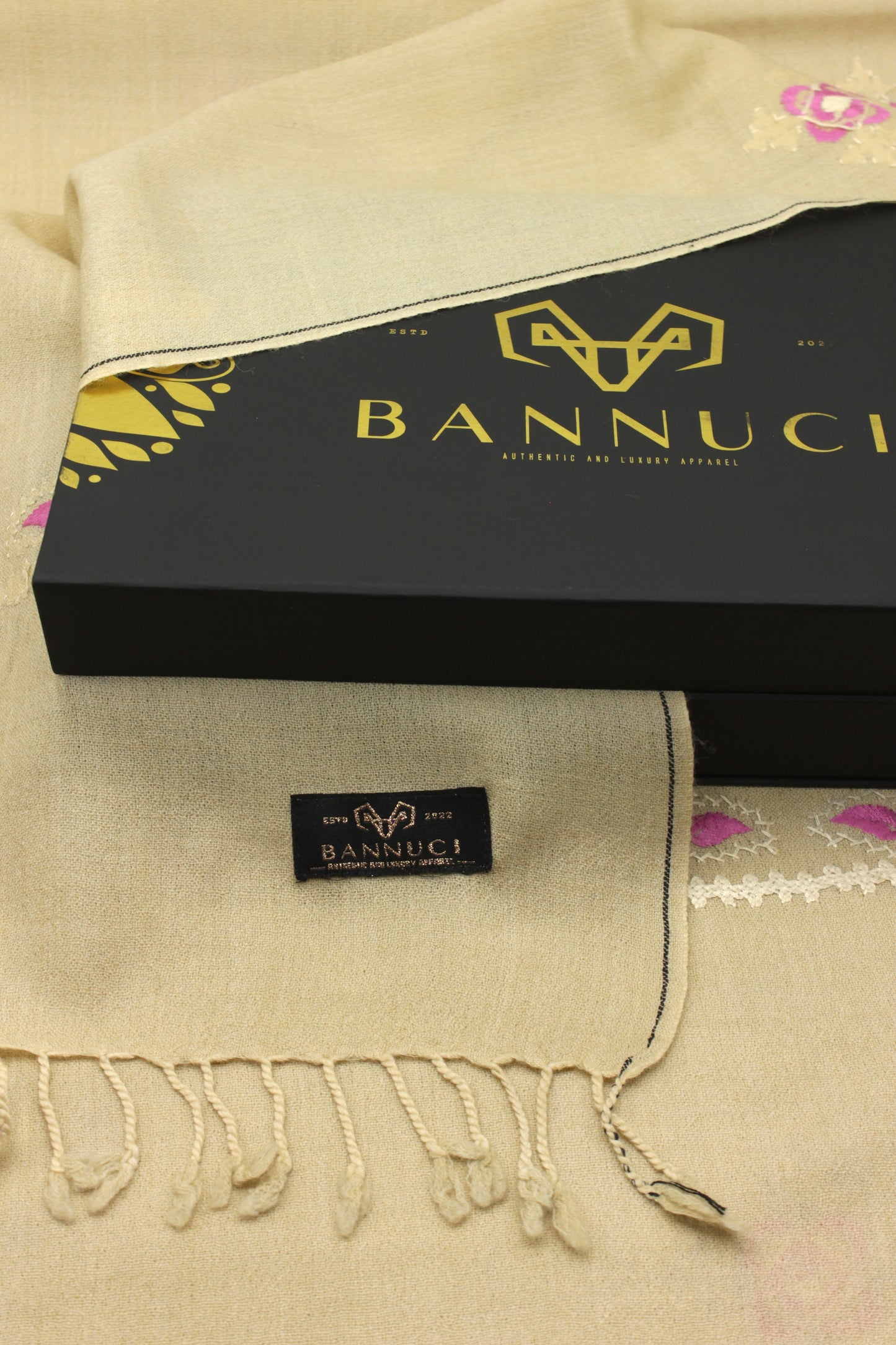 PREMIUM QUALITY BEIGE   HAND EMBROIDERY WOOLEN SHAWL FOR WOMEN