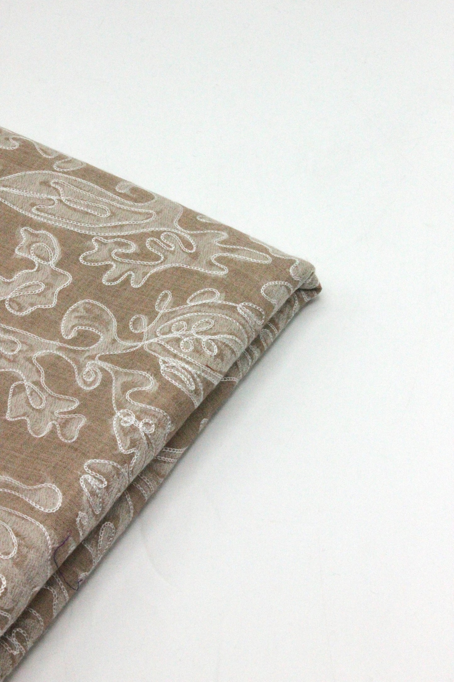 PREMIUM QUALITY BEIGE WITH OFF WHITE EMBROIDERED PASHMINA CASHMERE SHAWL