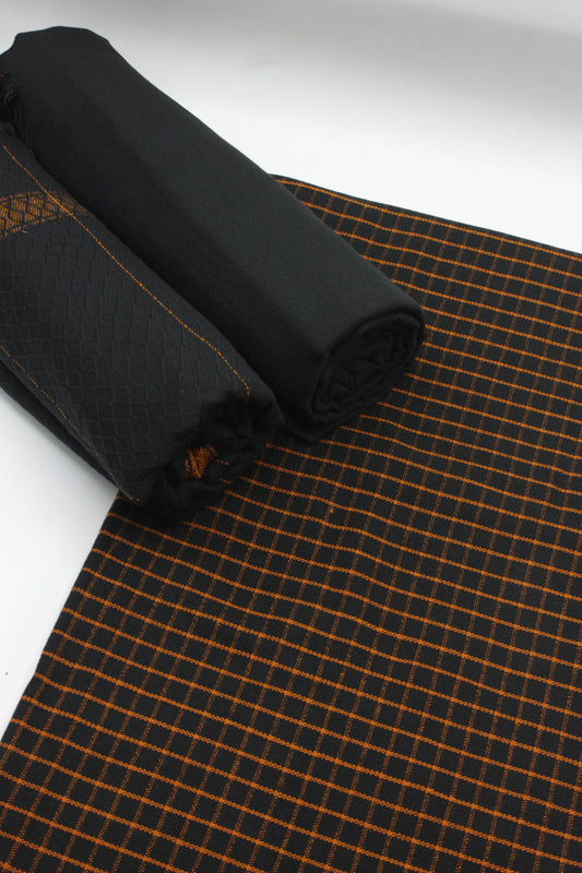 PREMIUM QUALITY BLACK WITH ORANGE NOIR PURE WOOLEN SUIT FOR WOMEN