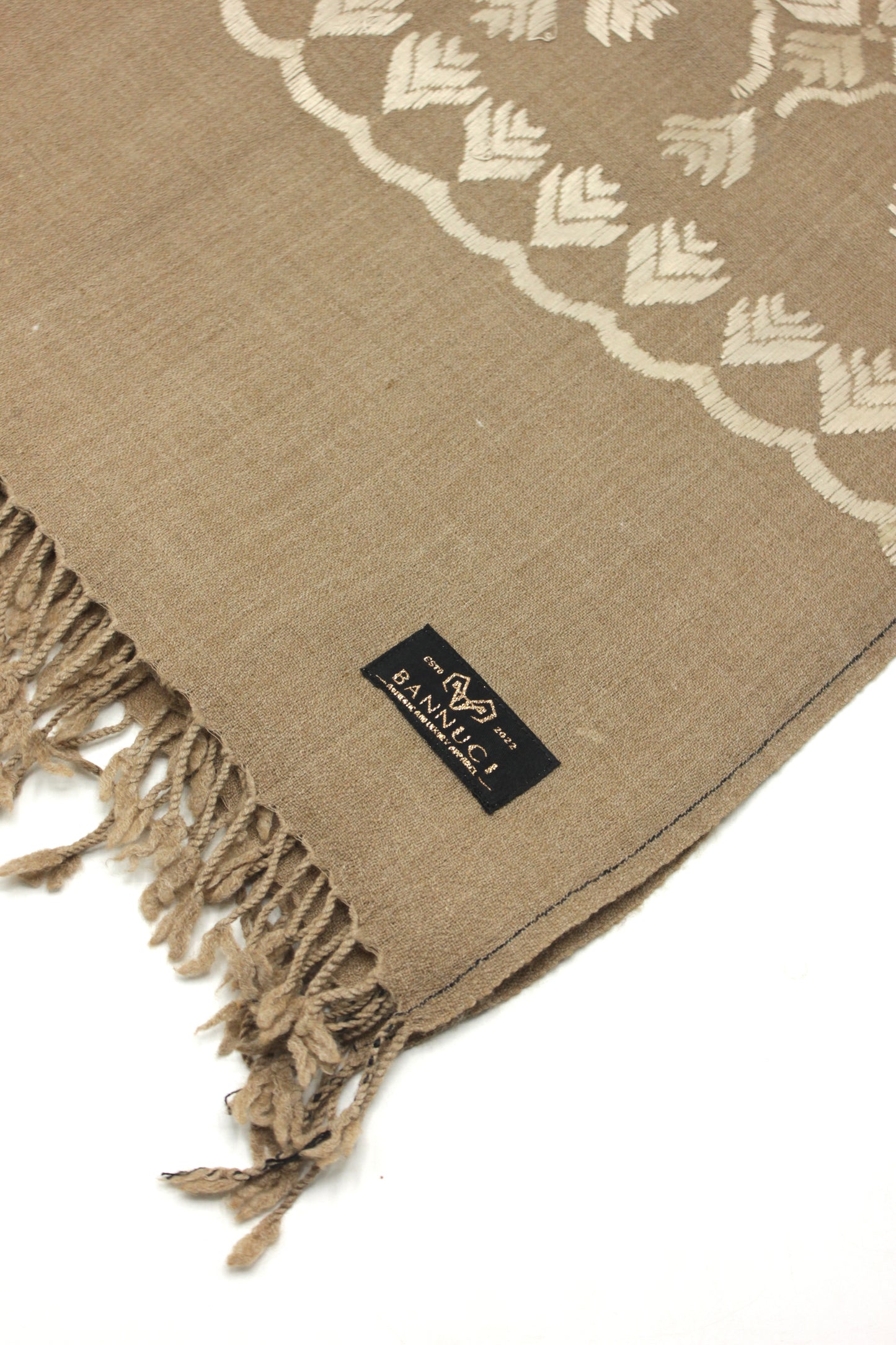 PREMIUM QUALITY BROWN EMBROIDERED WOOLEN SHAWL FOR WOMEN