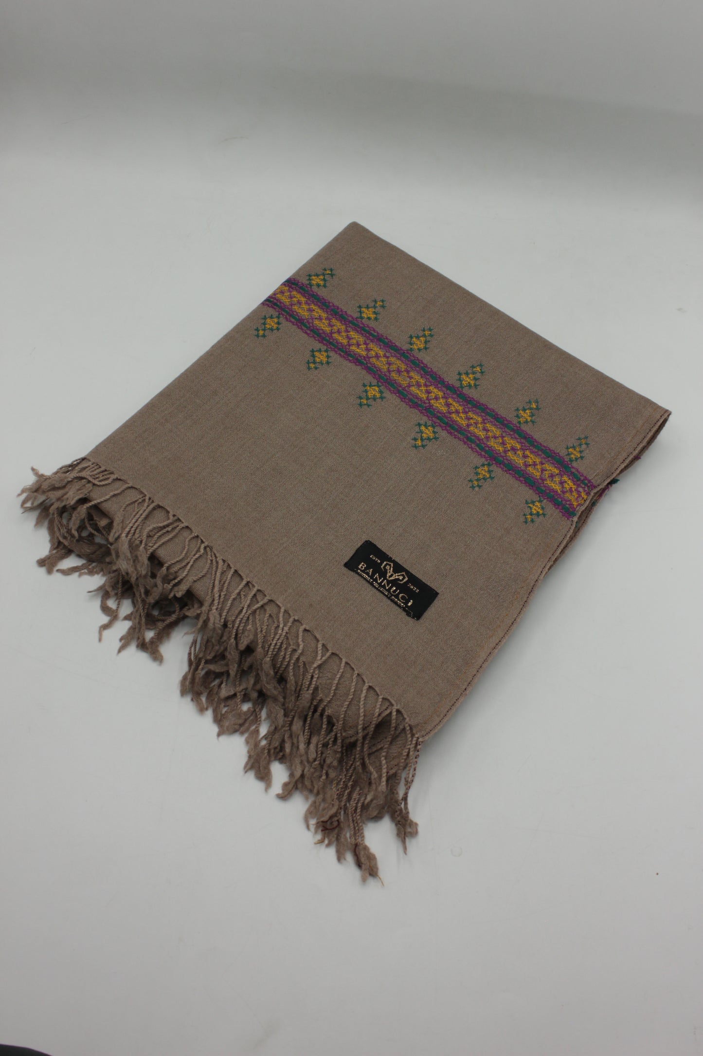 PREMIUM QUALITY BROWN HAND  EMBROIDERY WOOLEN SHAWL FOR WOMEN