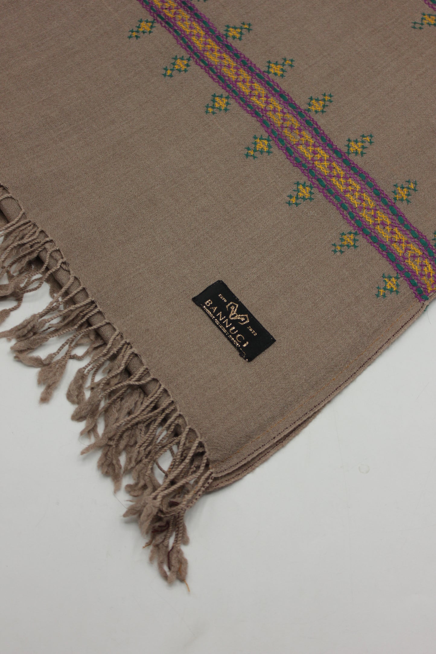 PREMIUM QUALITY BROWN HAND  EMBROIDERY WOOLEN SHAWL FOR WOMEN