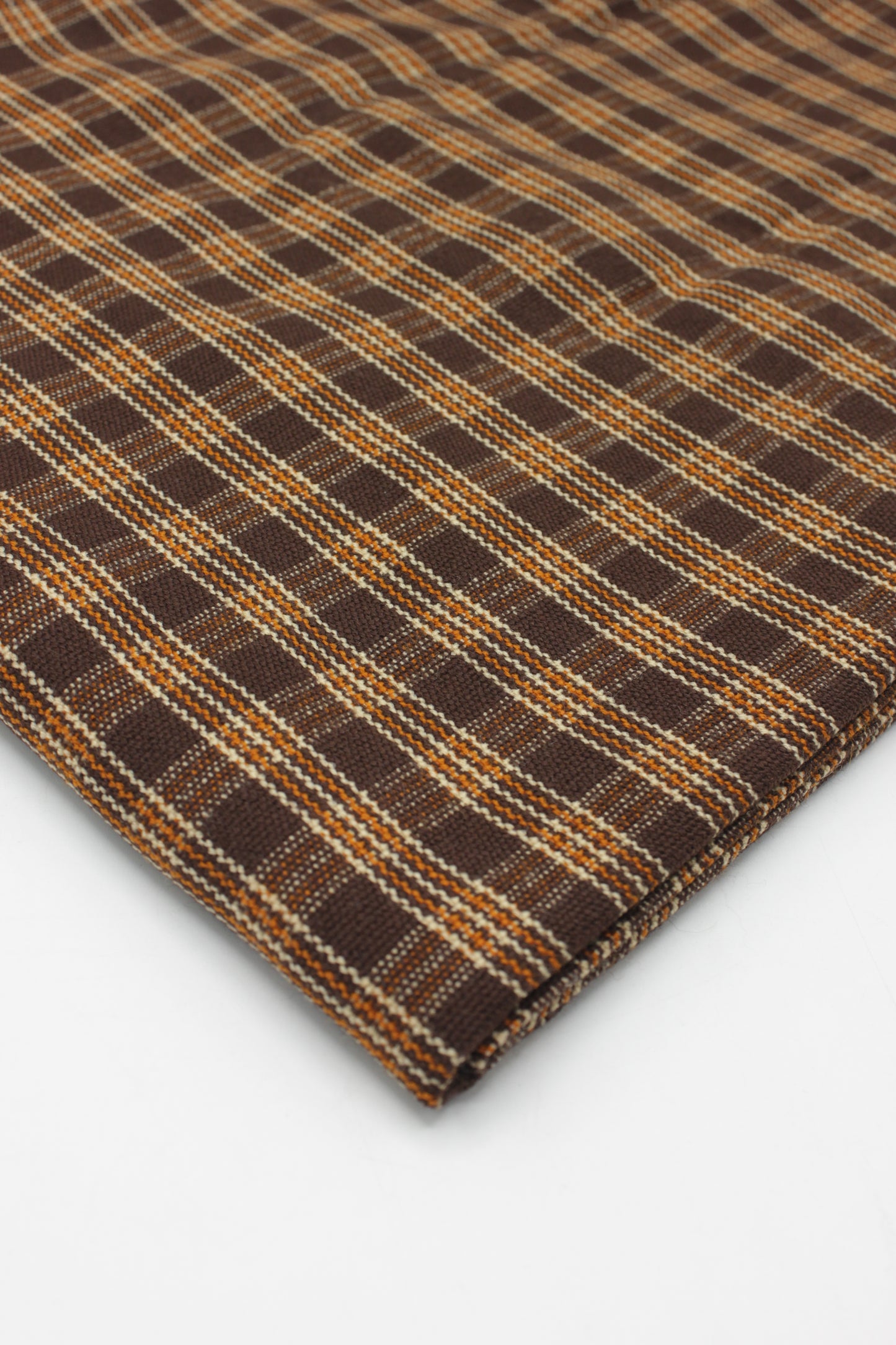 PREMIUM QUALITY BROWN WITH ORANGE PATTERN UNSTITCHED PURE WOOLEN SUIT FOR WOMEN