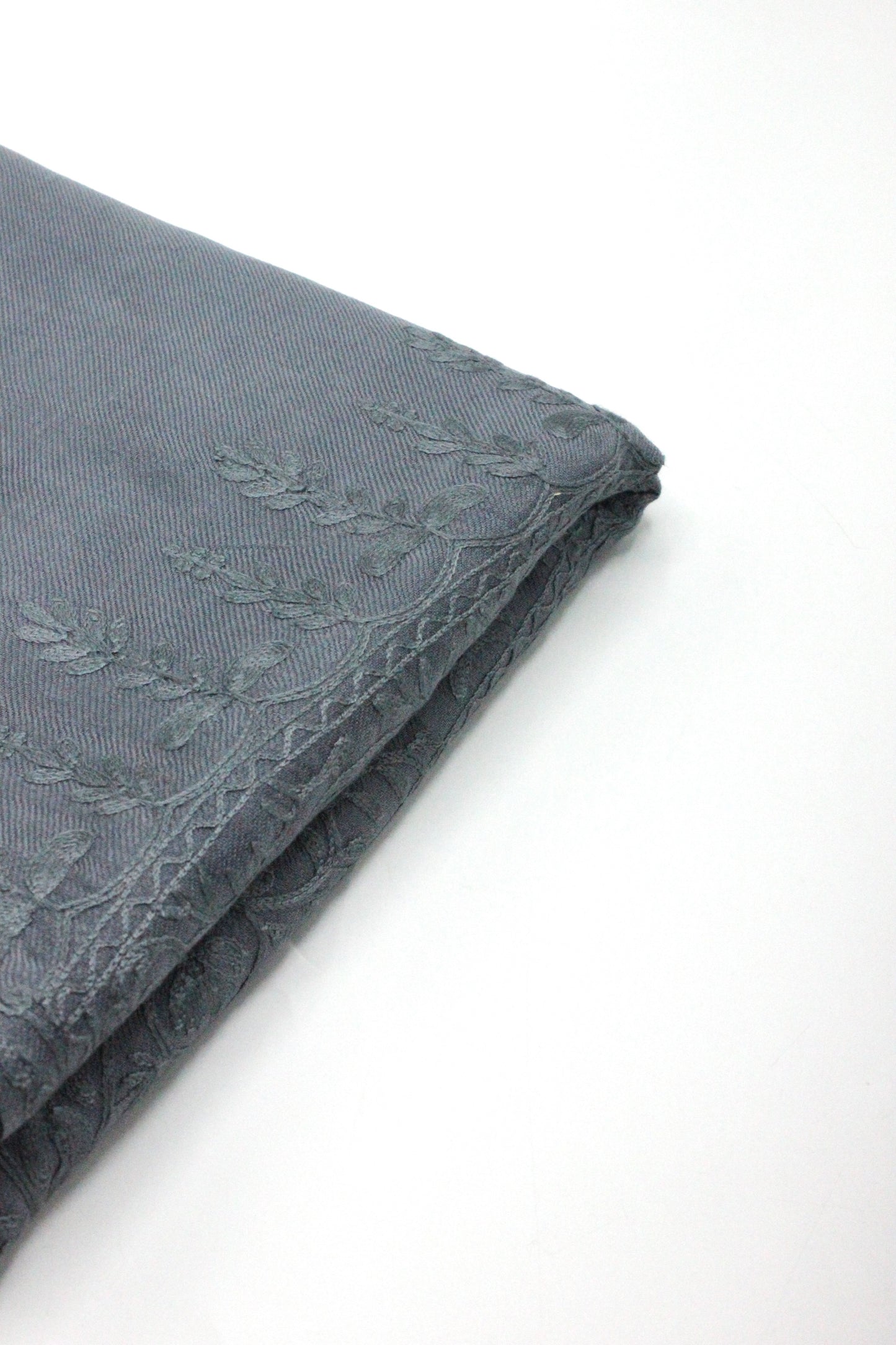 PREMIUM QUALITY GRAY EMBROIDERED PASHMINA CASHMERE SHAWL