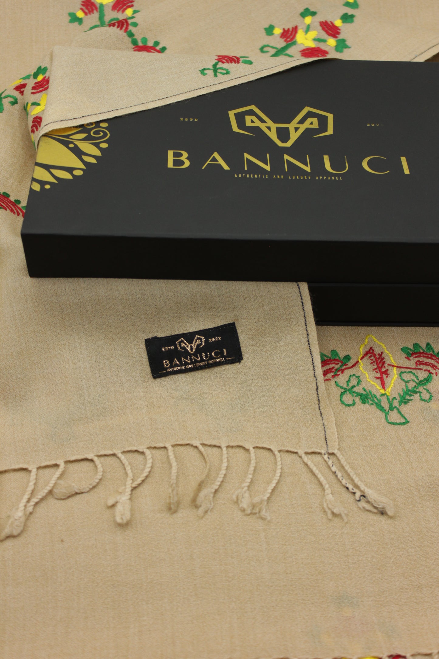 PREMIUM QUALITY LIGHT BEIGE HAND  EMBROIDERY WOOLEN SHAWL FOR WOMEN