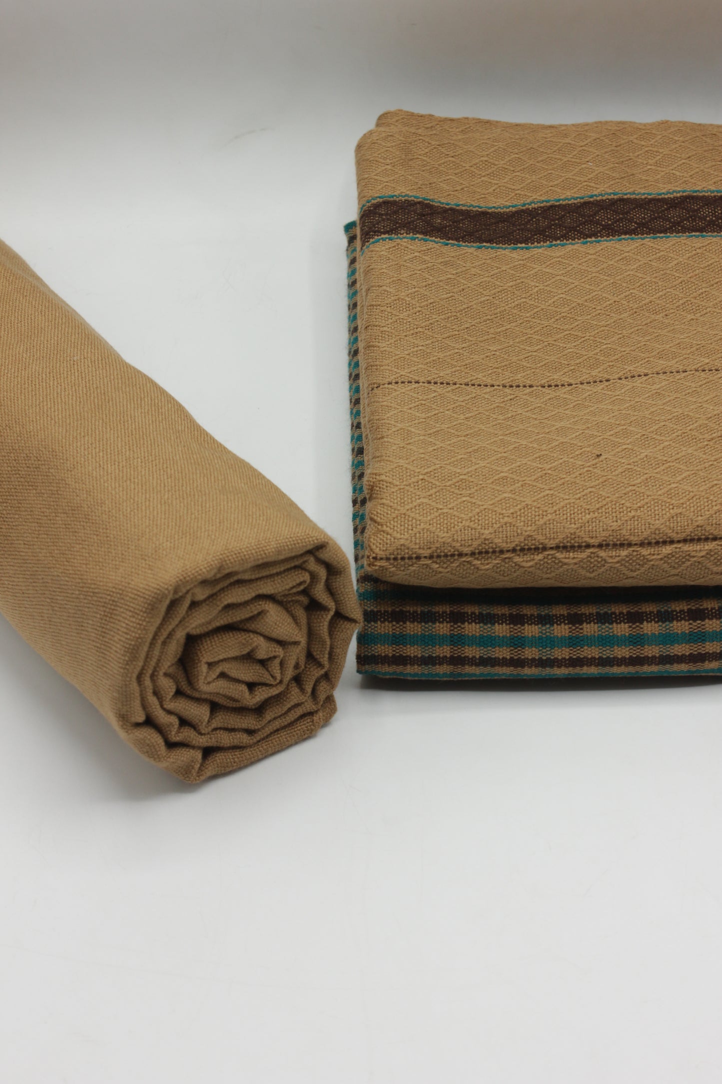 PREMIUM QUALITY MUSTARD WITH GREEN PATTERN UNSTITCHED PURE WOOLEN SUIT FOR WOMEN