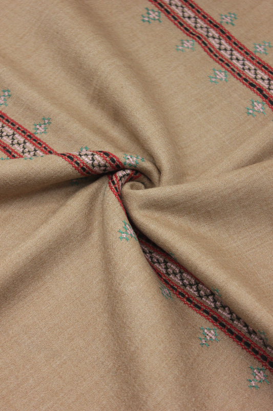 PREMIUM QUALITY LIGHT PINK HAND  EMBROIDERY WOOLEN SHAWL FOR WOMEN