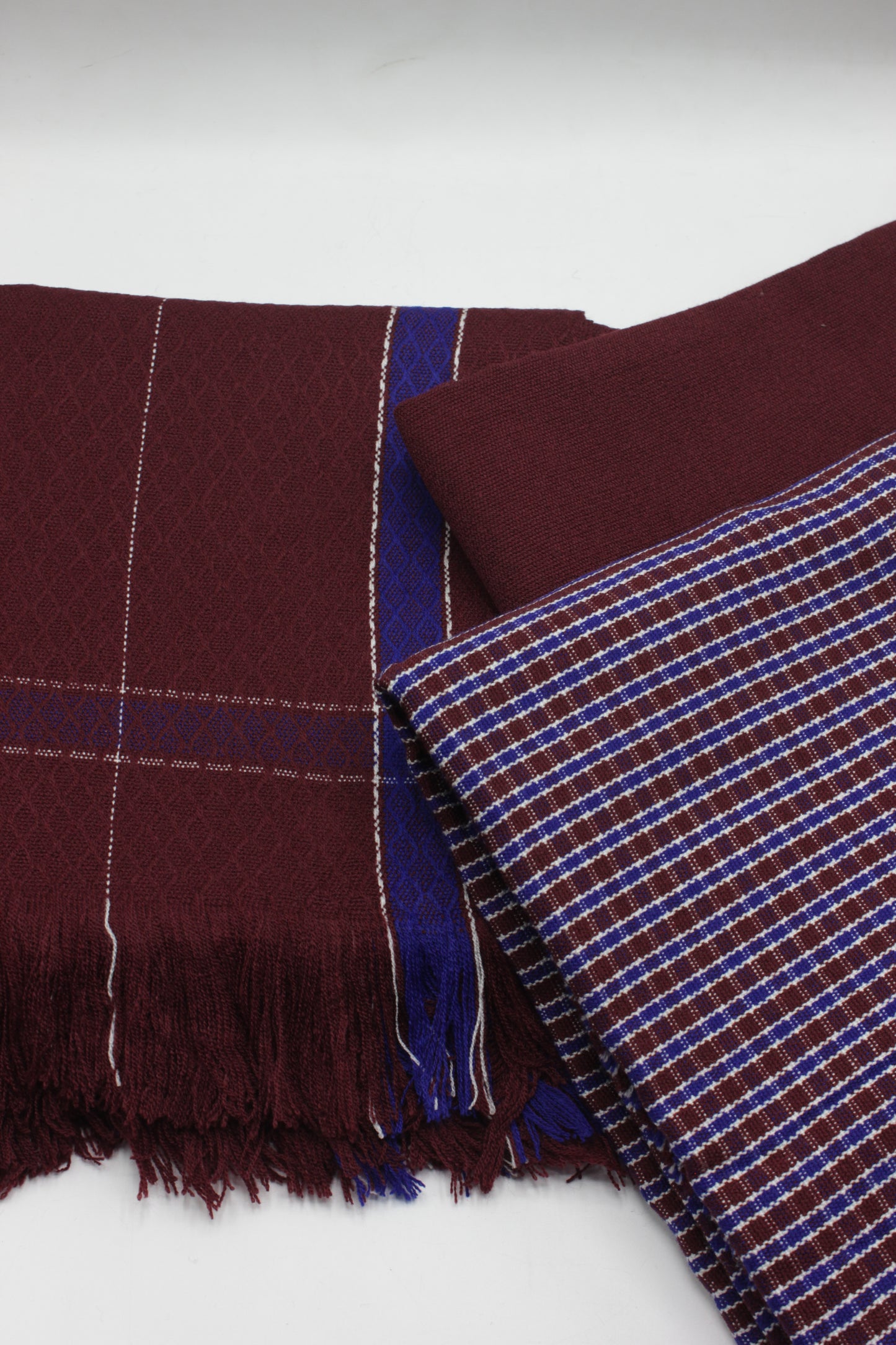 PREMIUM QUALITY MEROON WITH NAVY BORDER PURE WOOLEN SUIT FOR WOMEN