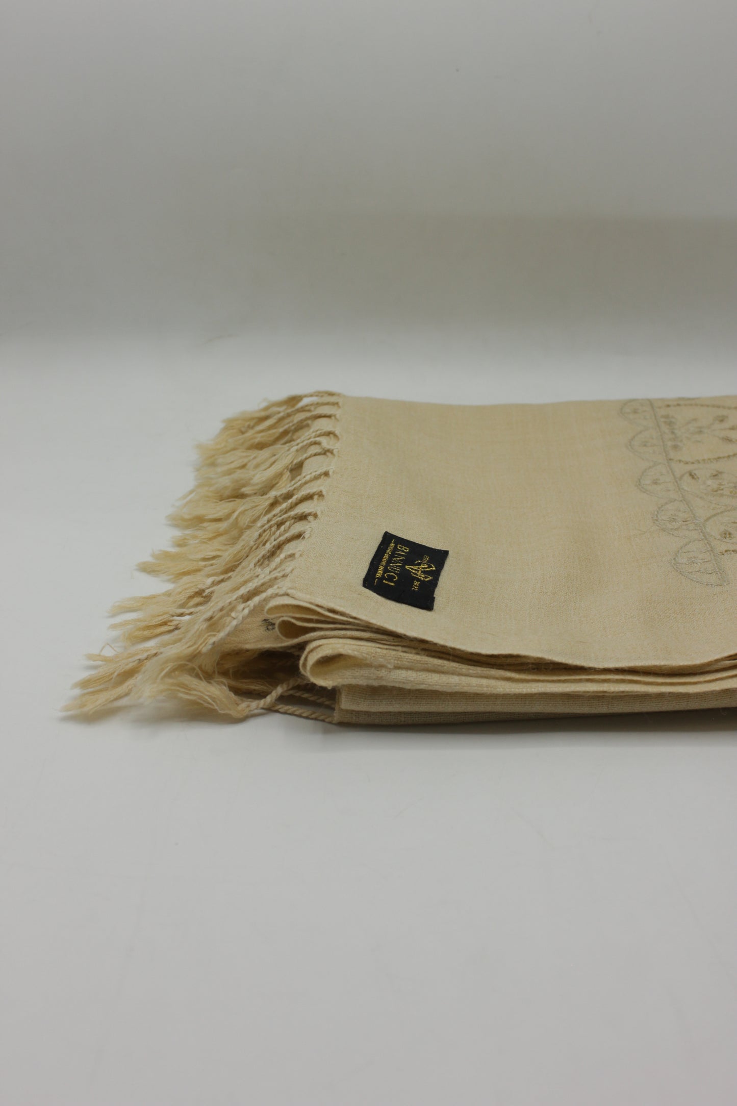 PREMIUM QUALITY PALE CAMEL EMBROIDERED WOOLEN SHAWL FOR WOMEN