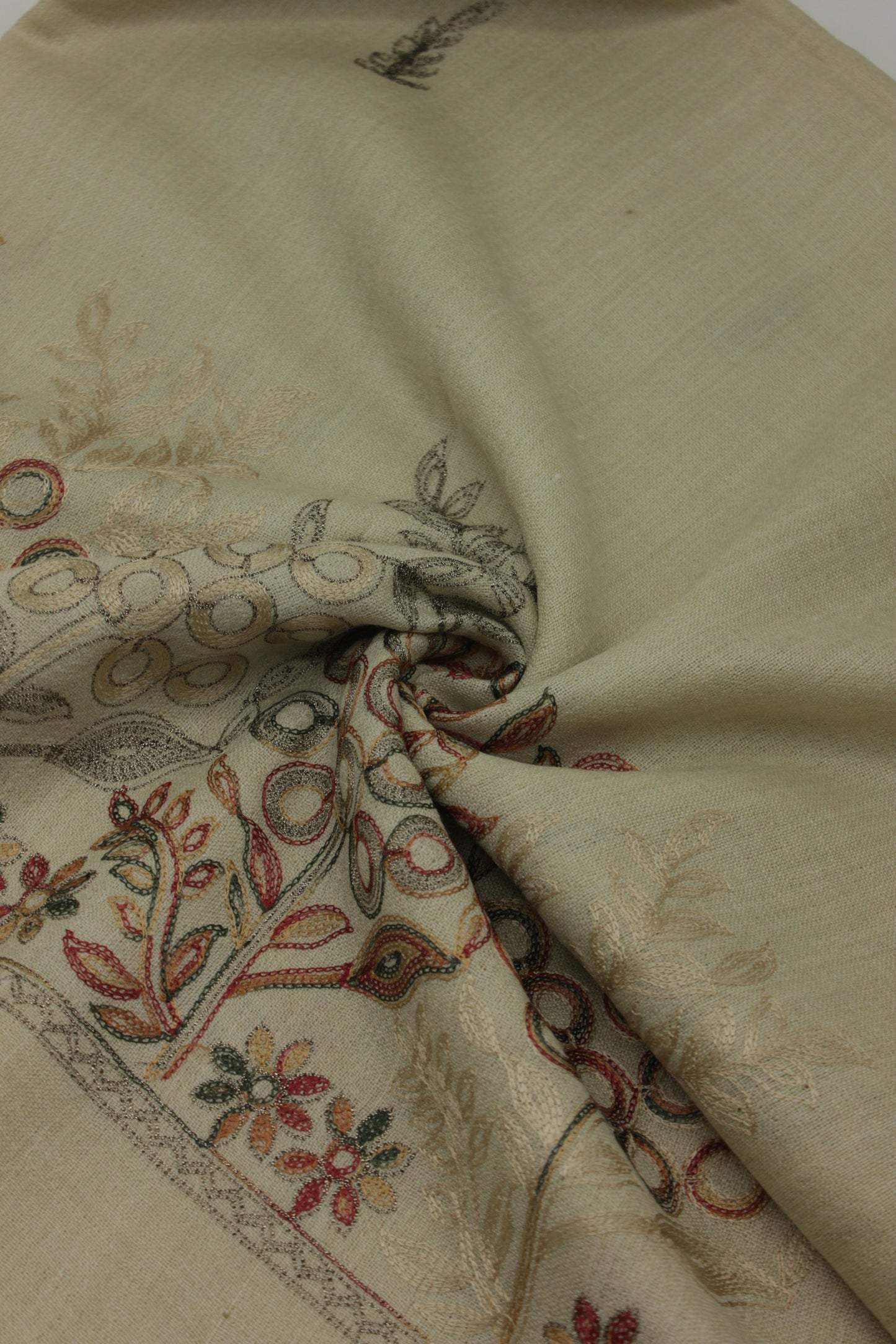 PREMIUM QUALITY SAND  MULTI COLOR EMBROIDERED WOOLEN SHAWL FOR WOMEN