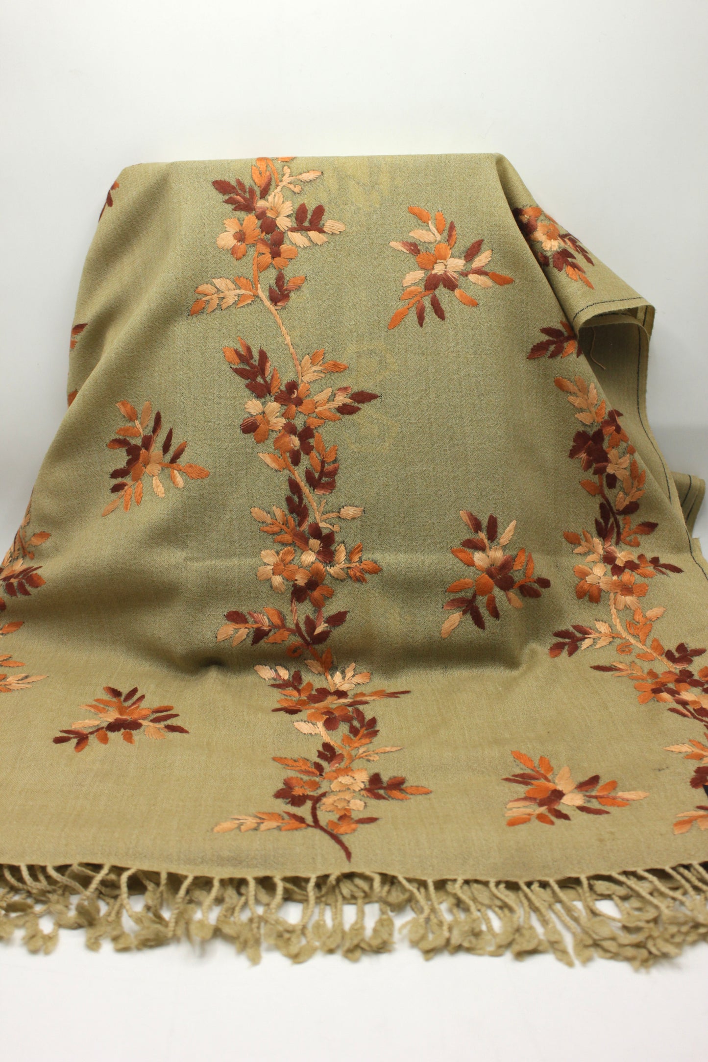 PREMIUM QUALITY YELLOW EMBROIDERED WOOLEN SHAWL FOR WOMEN