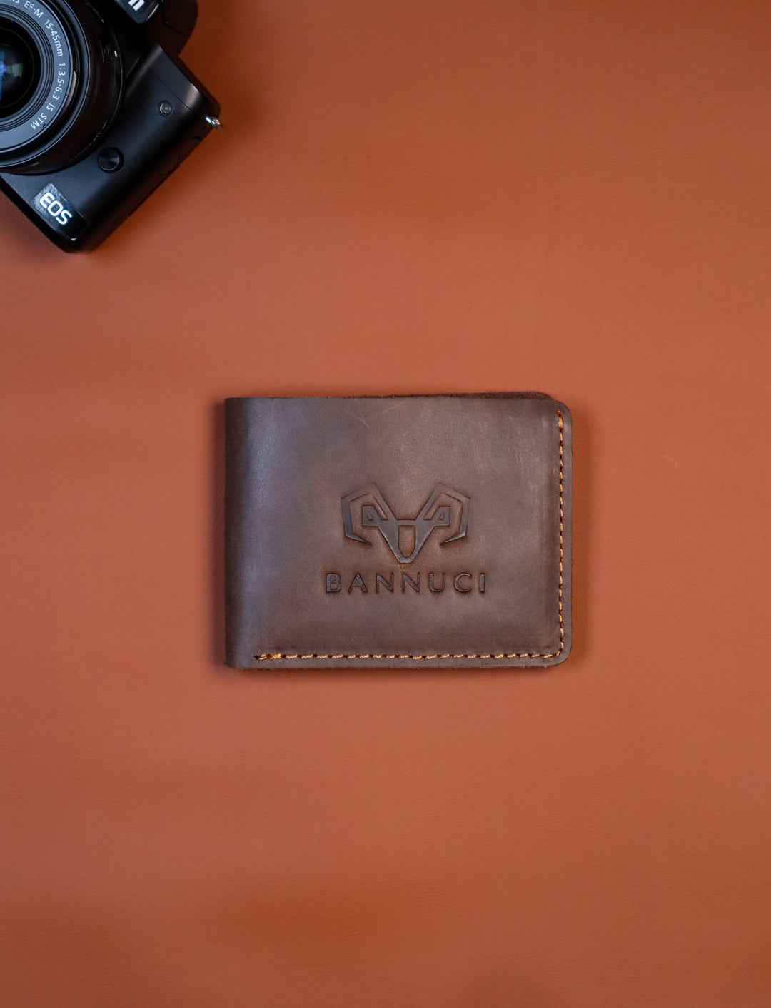 Premium Hand-Made Chestnut Brown Distressed Leather Men's Wallet by BANNUCI