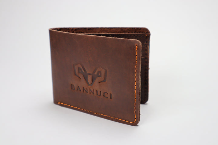 Premium Hand-Made Chestnut Brown Distressed Leather Men's Wallet by BANNUCI