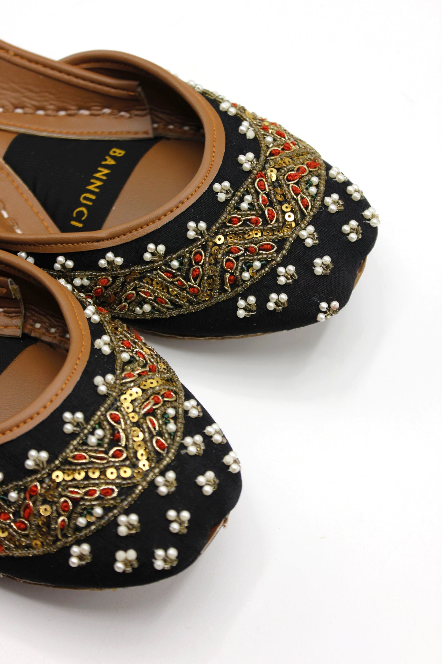 Premium Quality Black Pearl Embroidered Khussas