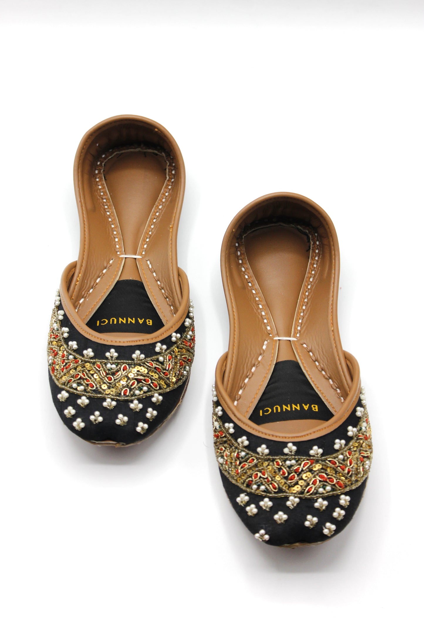 Premium Quality Black Pearl Embroidered Khussas