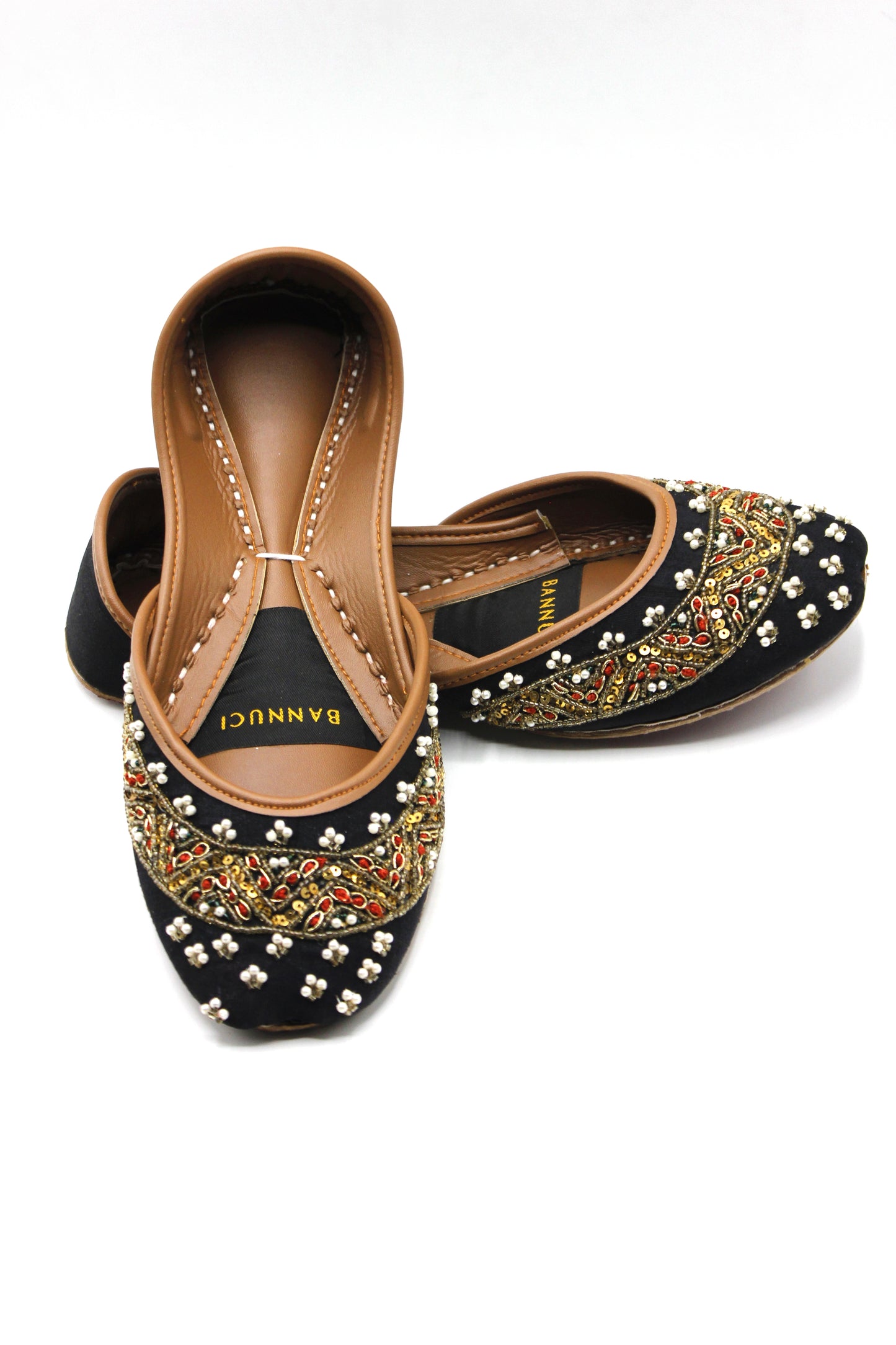 Premium Quality Black Pearl Embroidered Khussas