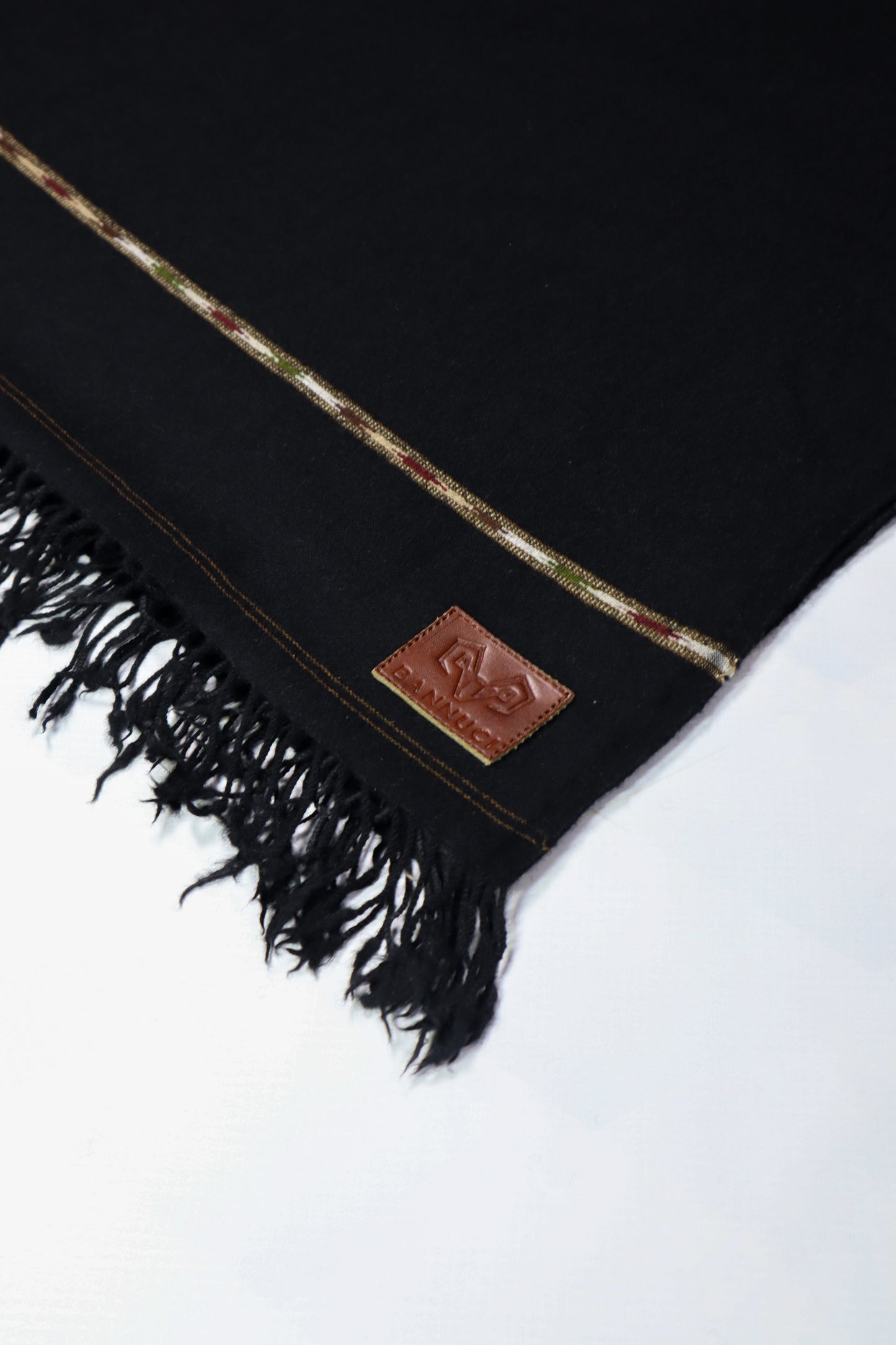 Premium Quality Double Fiber Black striped Pure Woolen Shawl