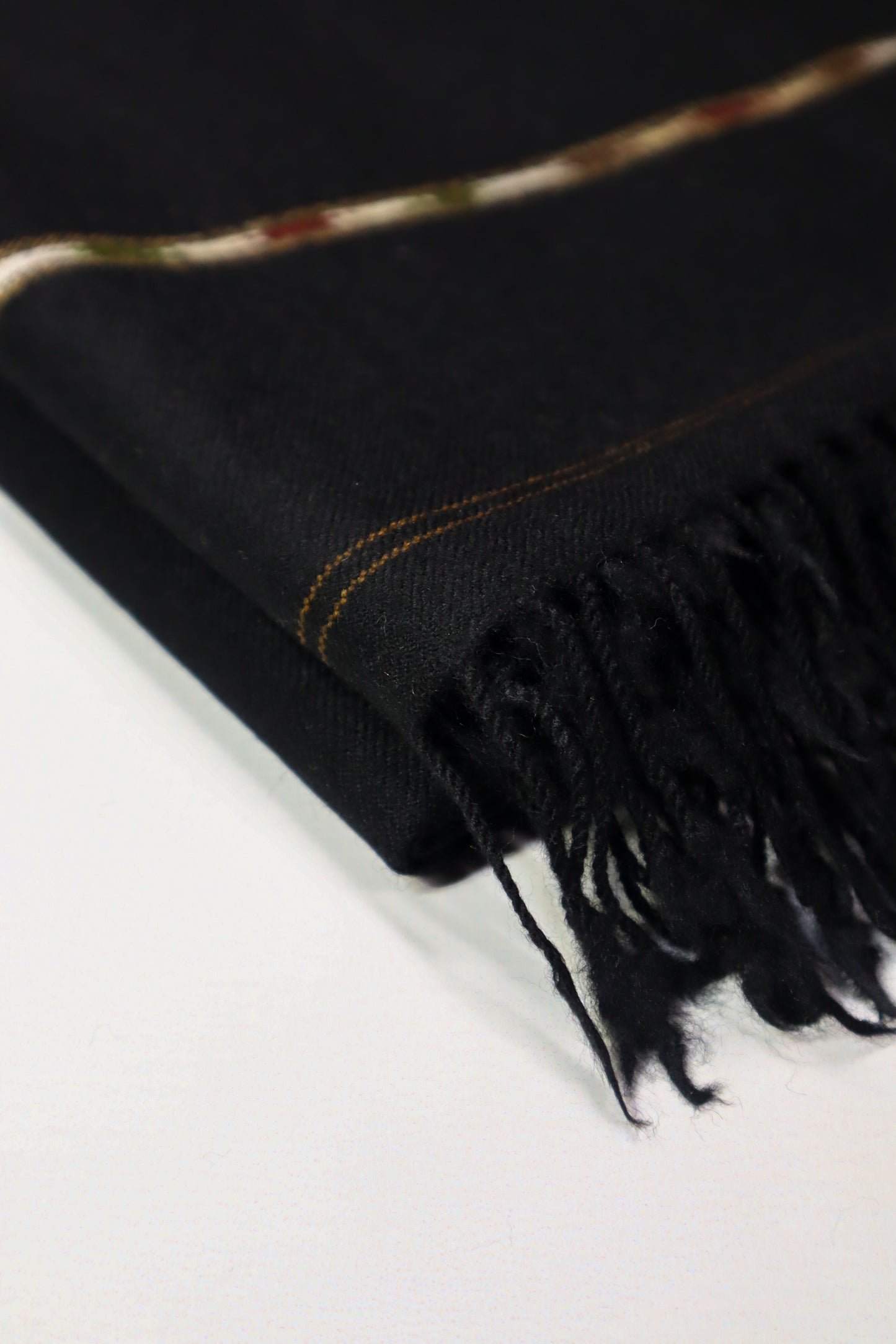 Premium Quality Double Fiber Black striped Pure Woolen Shawl