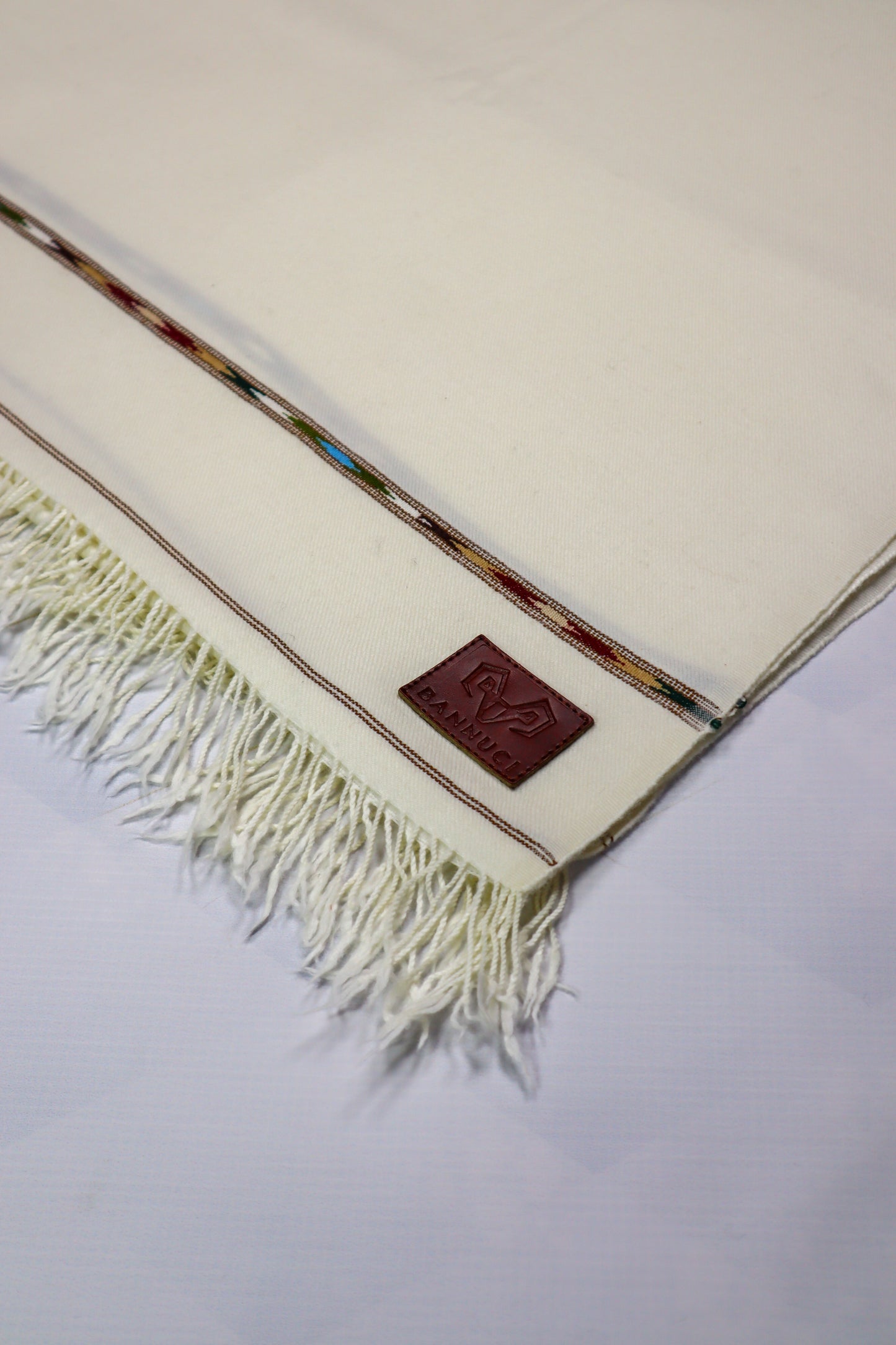 Premium Quality Double Fiber Blue Striped Off White Pure Woolen Shawl