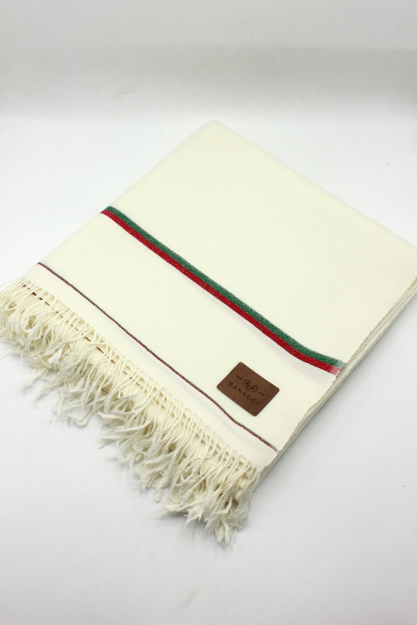 Premium Quality Double Fiber PTI Striped Off White Pure Woolen Shawl
