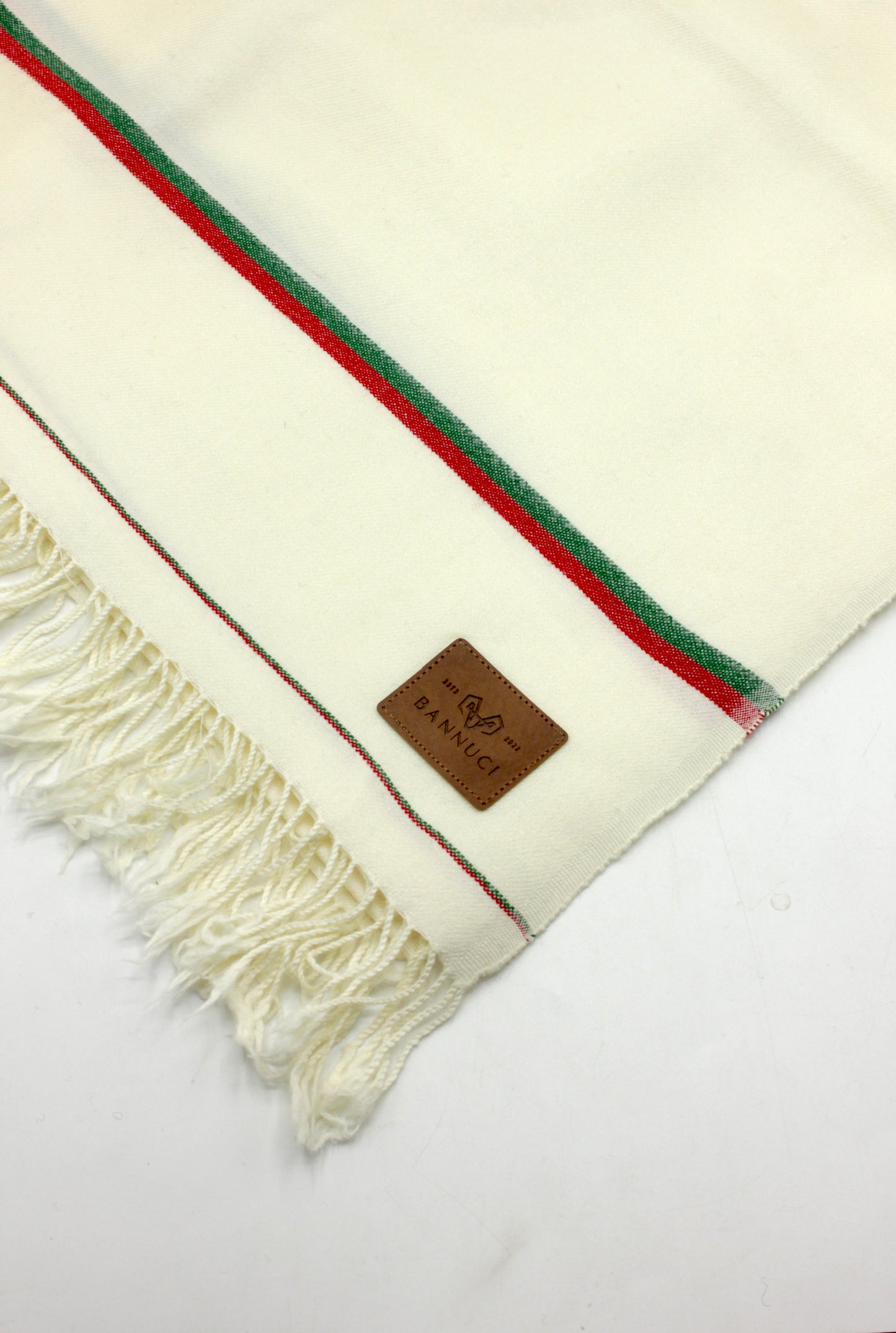 Premium Quality Double Fiber PTI Striped Off White Pure Woolen Shawl