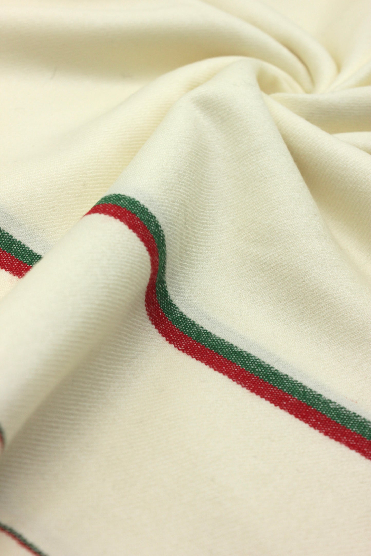 Premium Quality Double Fiber PTI Striped Off White Pure Woolen Shawl