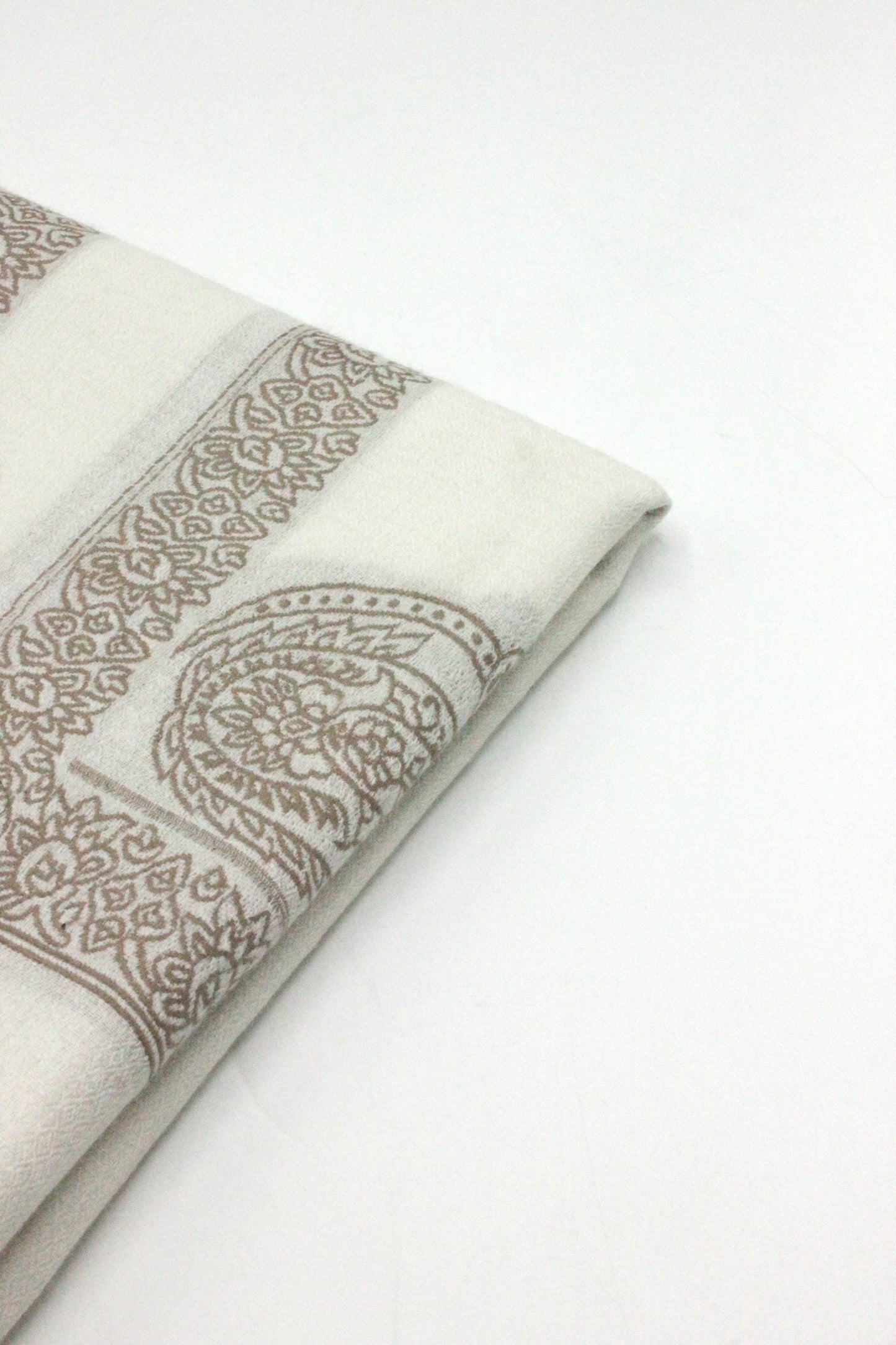 Premium Quality Extremely Soft Off White With Brown Border  Pashmina Cashmere Shawl