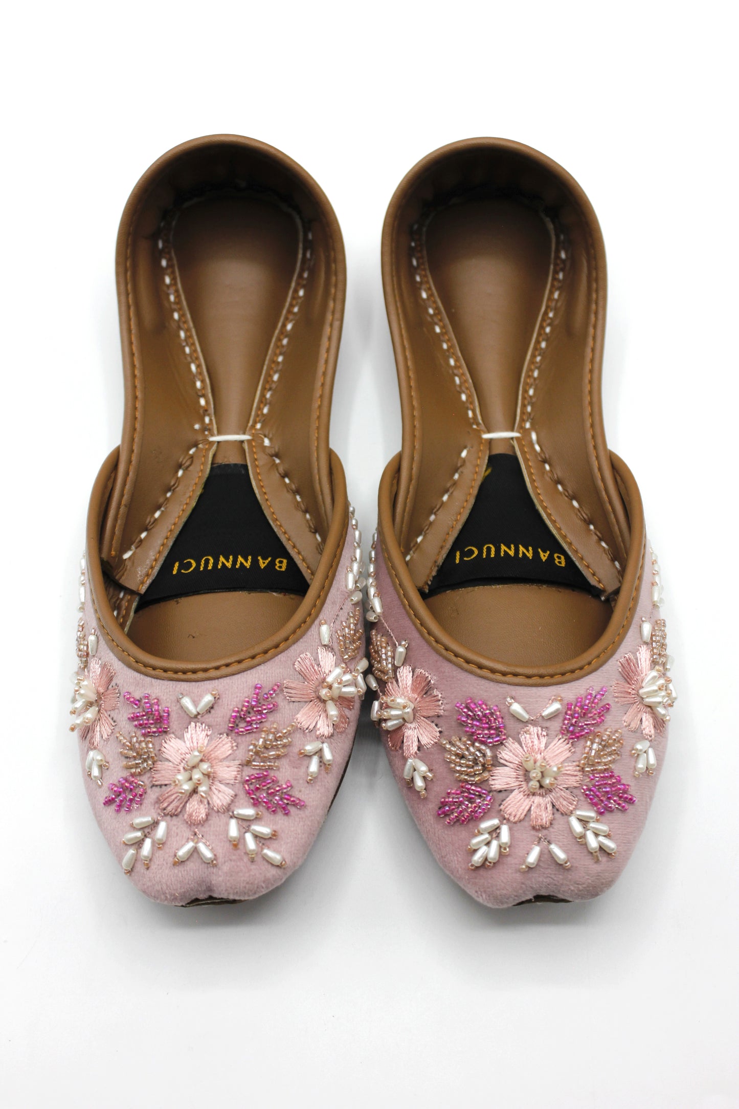 Premium Quality Light Pink Pearl Embellished Khussas